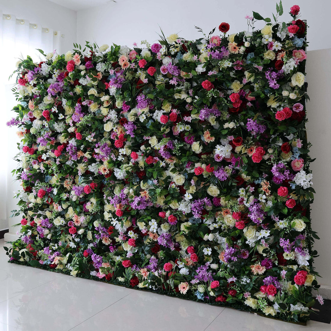 Valar Flowers Roll Up Fabric Artificial Flower Wall Wedding Backdrop, Floral Party Decor, Event Photography-VF-370