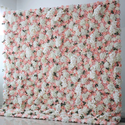 Valar Flowers Roll Up Tissu Artificiel Orchidée et Rose Brandy avec Mur de fleurs de roses blanches, décor de fête florale, Photography-VF-027 d&