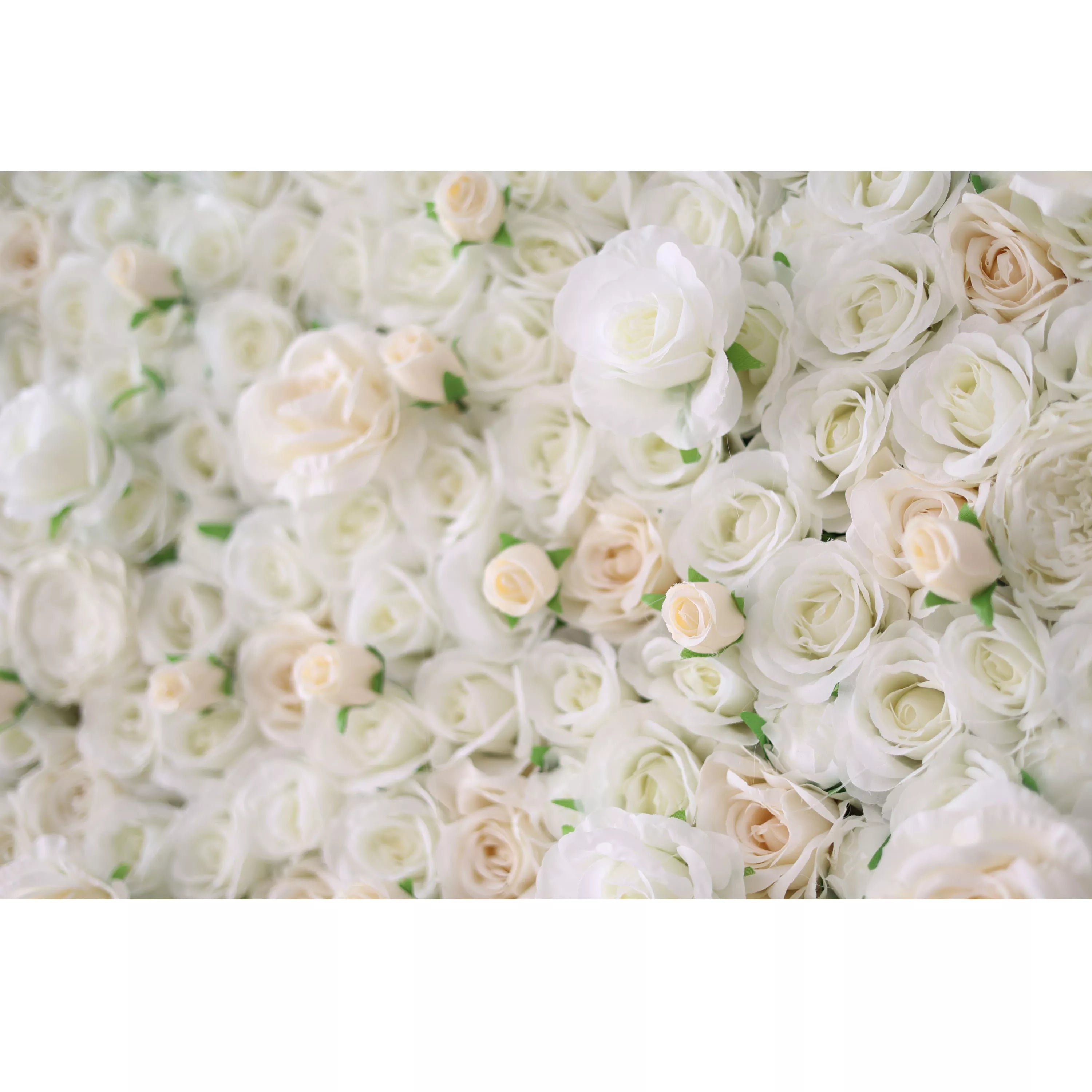 Valar Flowers Roll Up Fabric Artificial Lemon White Rose Pink Core Flower Wall Wedding Backdrop, Floral Party Decor, Event Photography-VF-085-2