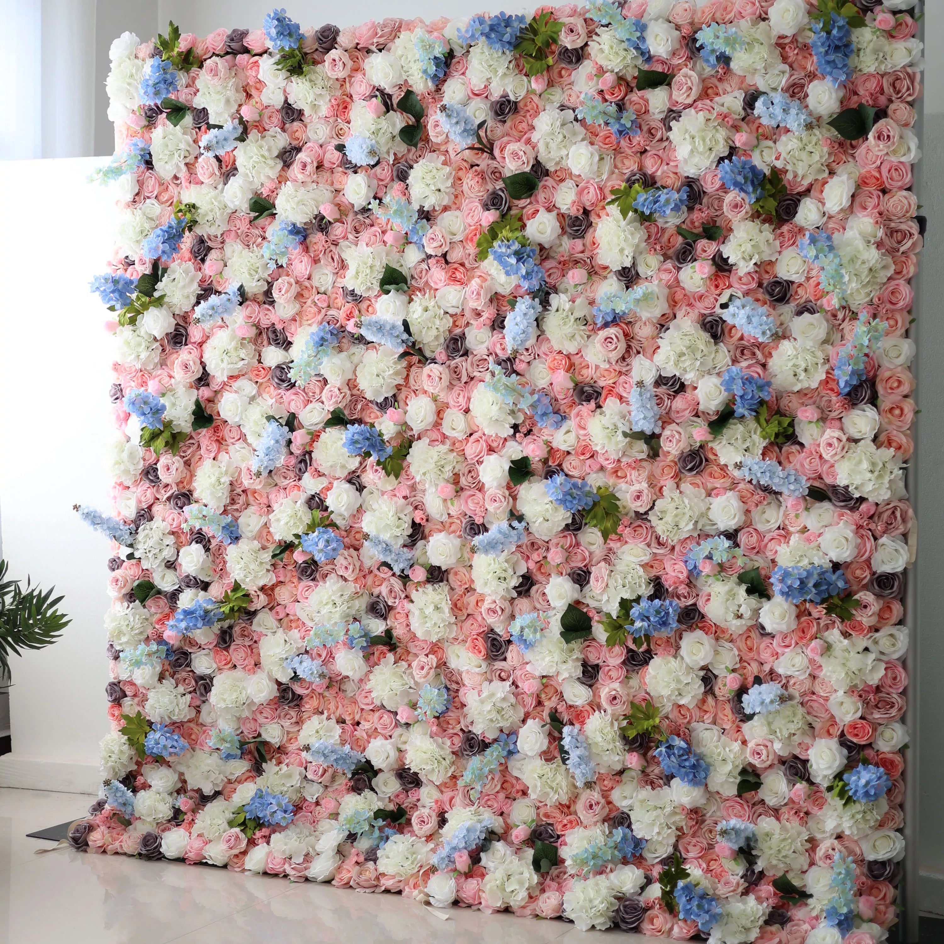 Valar Flowers Roll Up Fabric Artificial Flower Wall Wedding Backdrop, Floral Party Decor, Event Photography-VF-128