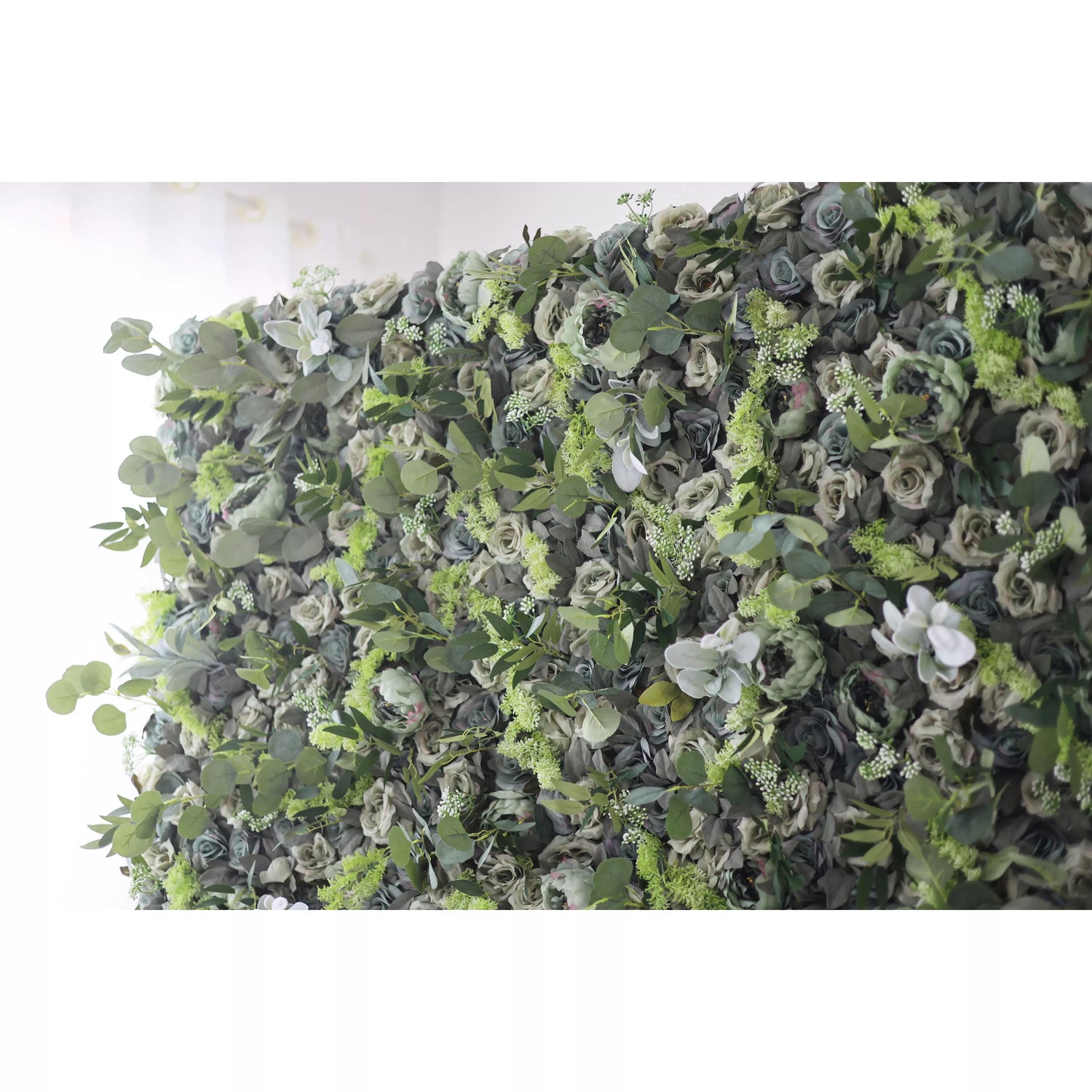 Valar Flowers Presents: Enchanted Forest – A Dense Mélange of Varied Greenery with Subtle White Accents – An Ideal Green Wall for Eco-Conscious Celebrations, Botanical Themes &amp; Naturalistic Interior Designs-VF-222-3