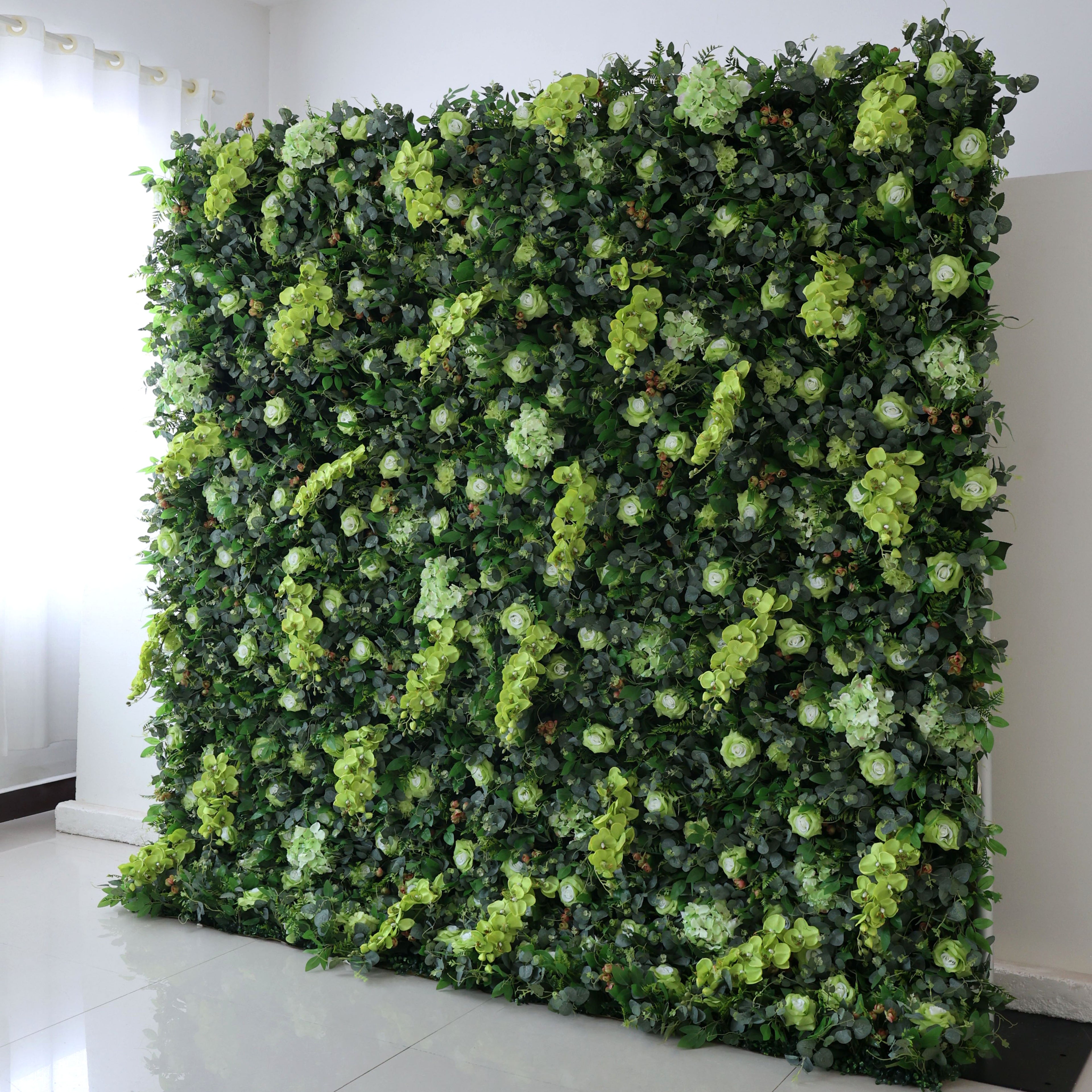 Valar Flowers Roll Up Fabric Artificial Green Leaves Flower Wall Wedding Backdrop, Floral Party Decor, Event Photography-VF-368