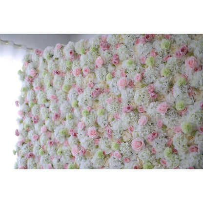 Valar Flowers Roll Up Fabric Artificial Flower Wall Wedding Backdrop, Floral Party Decor, Event Photography-VF-032