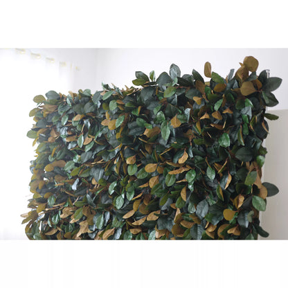 ValarFlowers Artificial Floral Wall Backdrop: Lush Foliage - A Verdant Ensemble of Green and Gold Leaves-VF-276