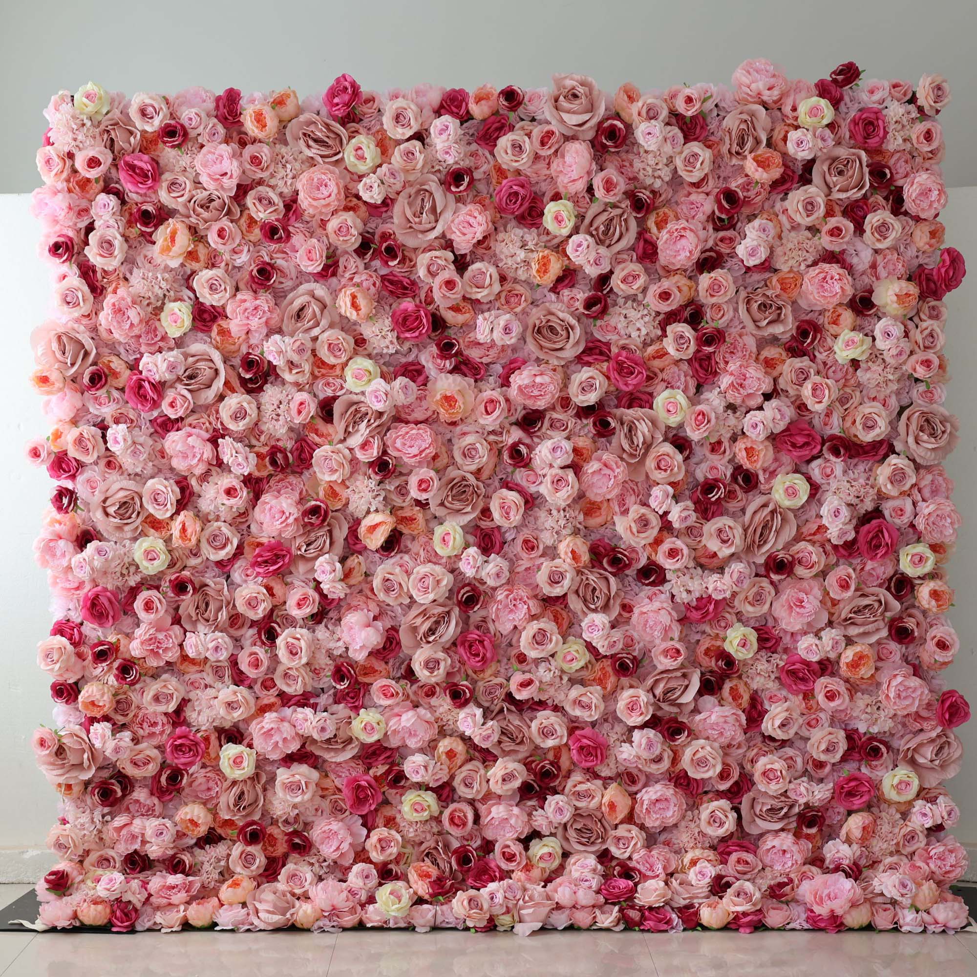 Valar Flowers Roll Up Fabric Artificial Flower Wall Wedding Backdrop, Floral Party Decor, Event Photography-VF-296