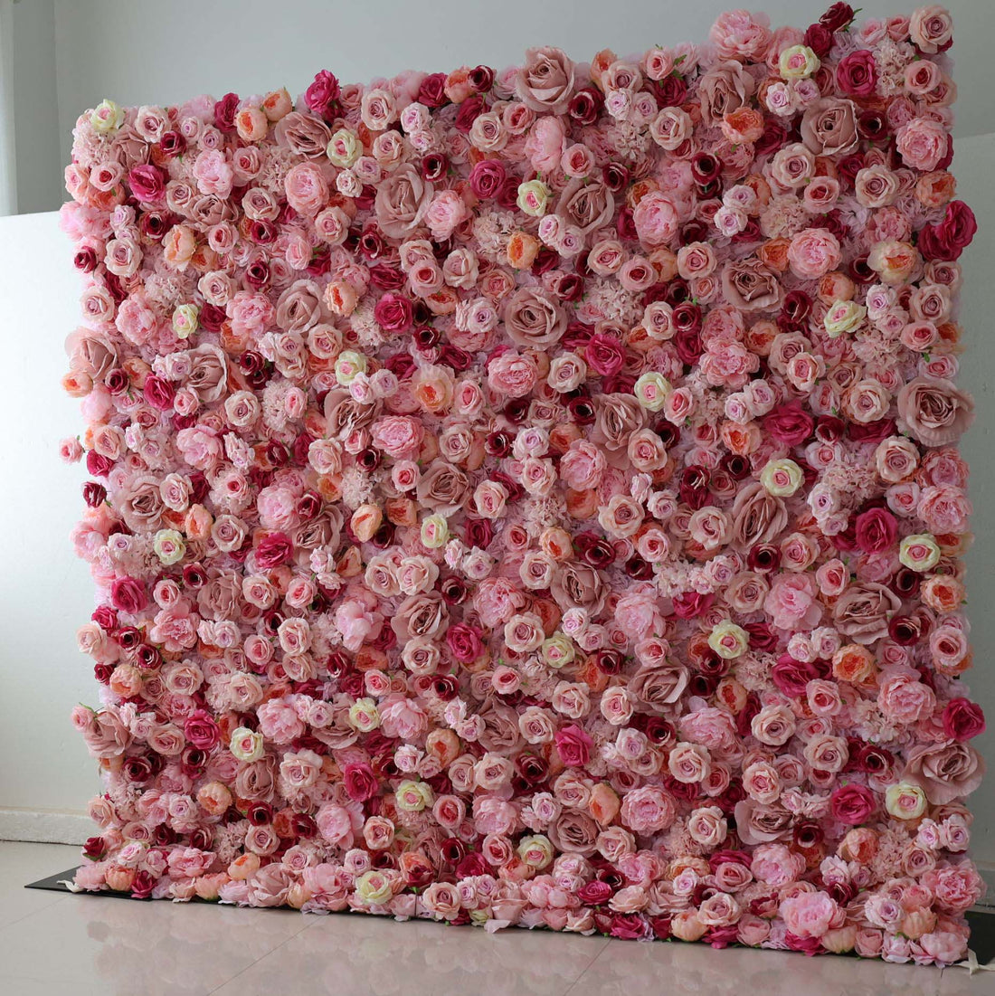 Valar Flowers Roll Up Fabric Artificial Flower Wall Wedding Backdrop, Floral Party Decor, Event Photography-VF-296