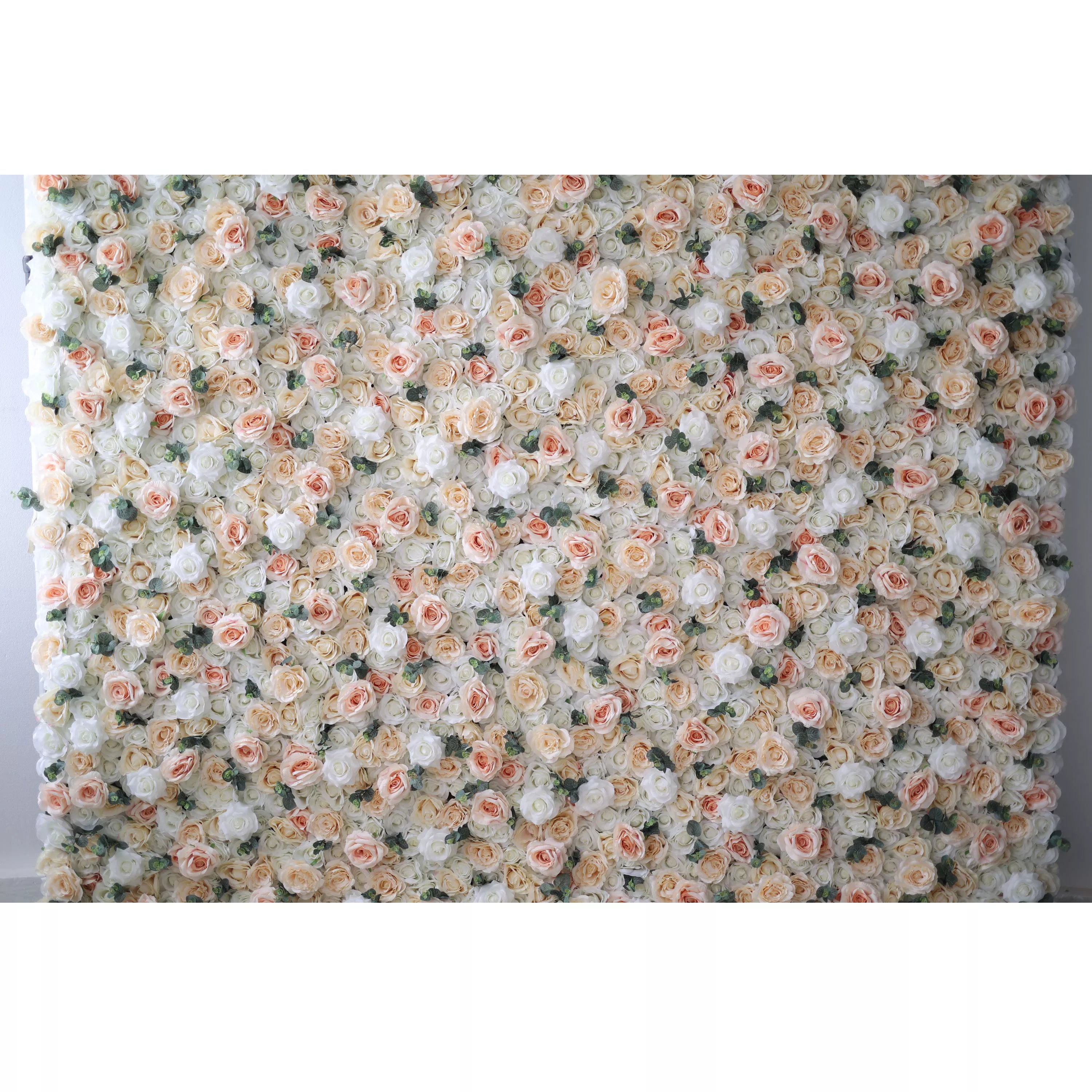 Valar Flowers Roll Up Fabric Artificial Flower White and Rose Fog Wall Wedding Backdrop, Floral Party Decor, Event Photography-VF-009