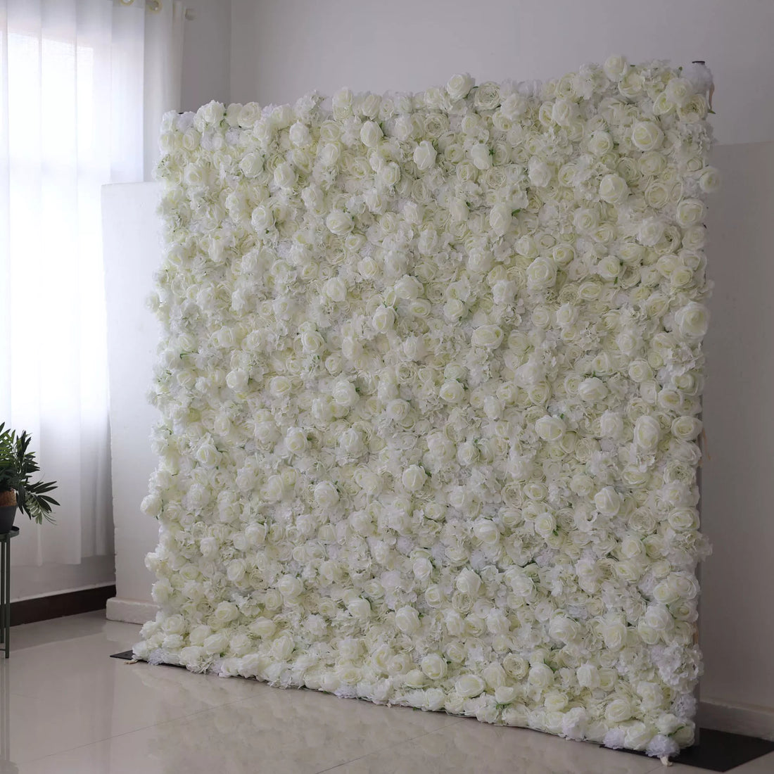 Valar Flores Roll Up Tecido Artificial Flor Branca Parede Wedding Backdrop, Decoração Floral Festa, Evento Fotografia-VF-051