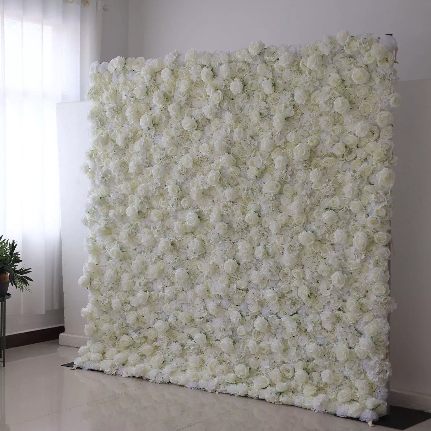 Valar flores roll up Telas artificial flor blanca pared telón de fondo la boda, floral decoración del partido, evento Photography-VF-051