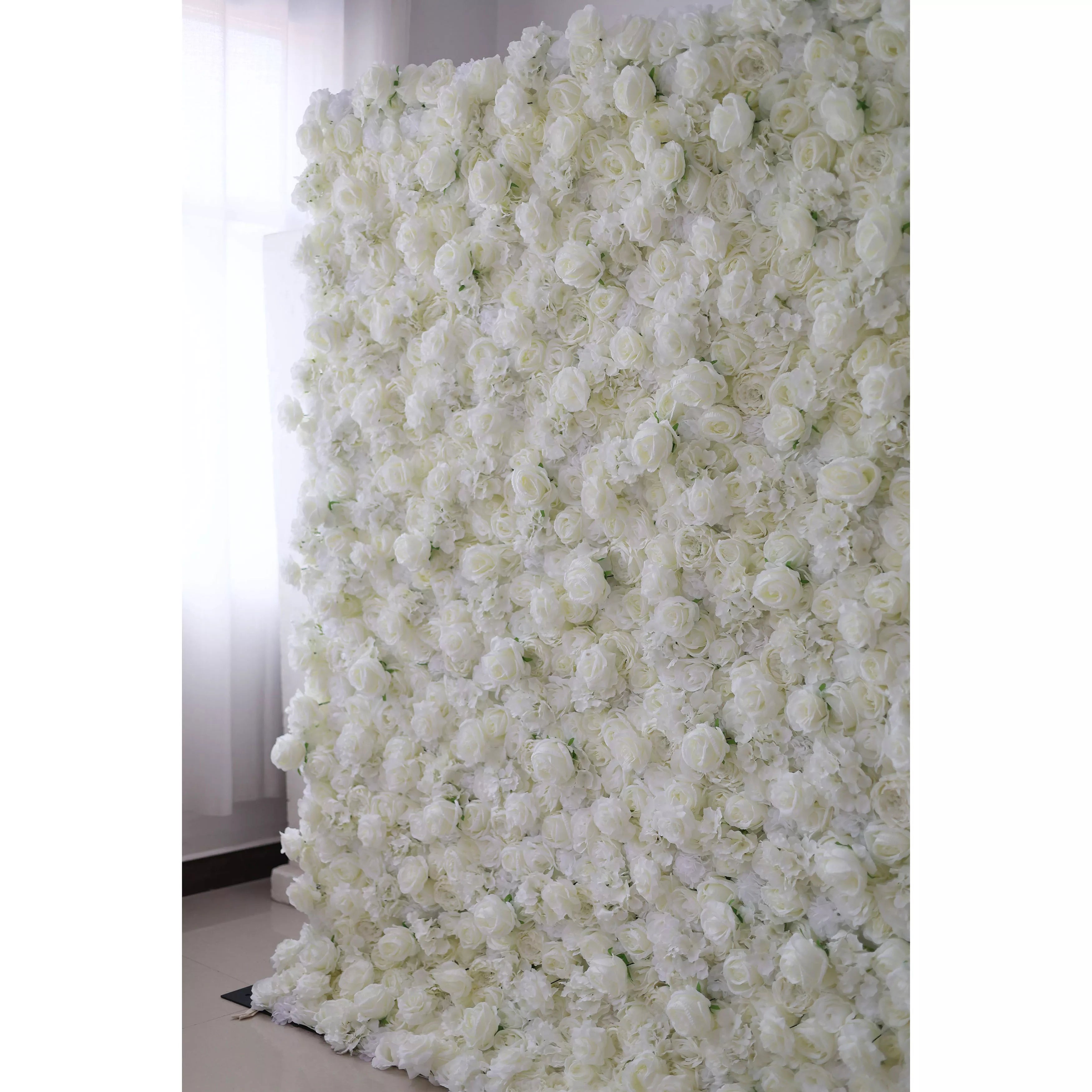 Valar Flores Roll Up Tecido Artificial Flor Branca Parede Wedding Backdrop, Decoração Floral Festa, Evento Fotografia-VF-051