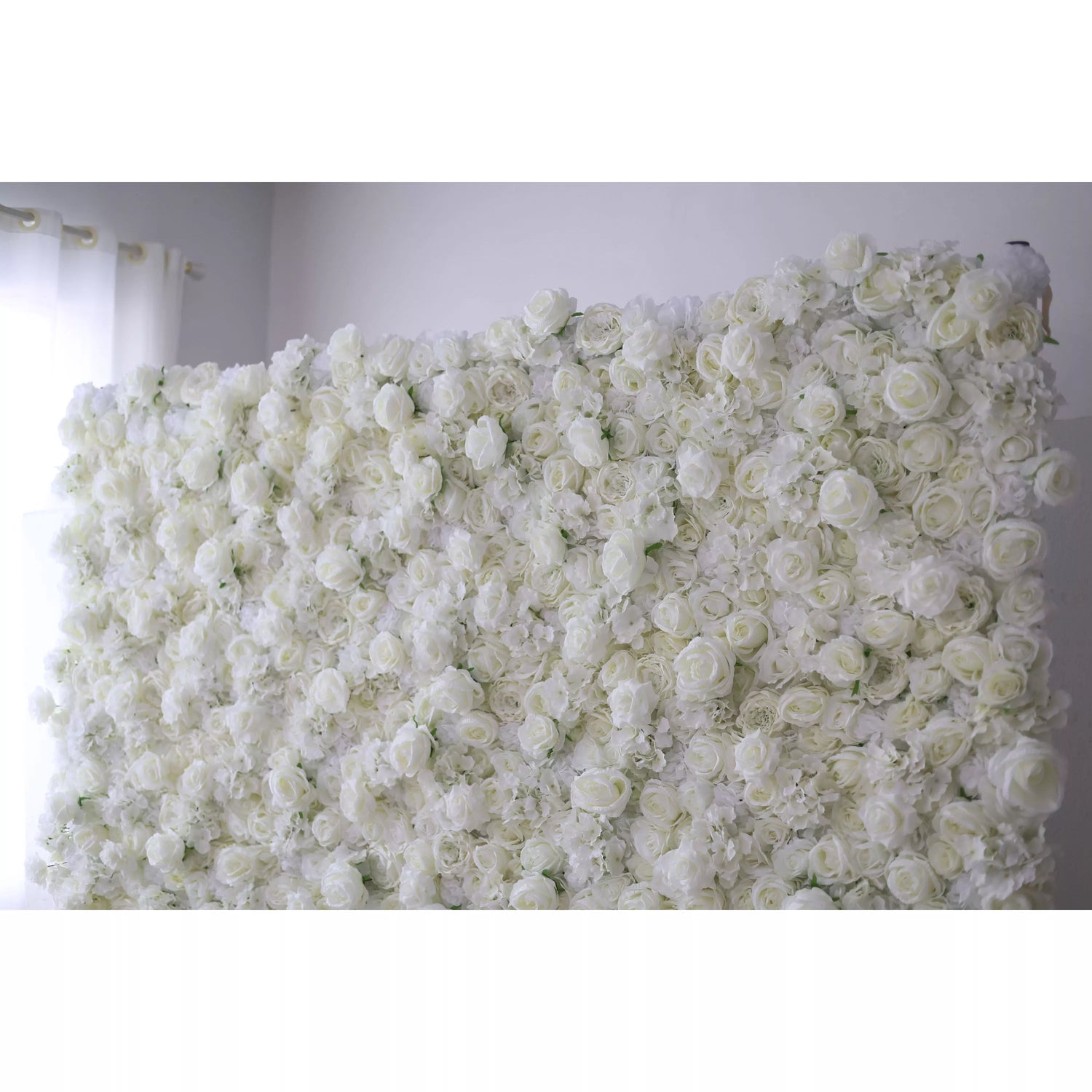 Valar flores roll up Telas artificial flor blanca pared telón de fondo la boda, floral decoración del partido, evento Photography-VF-051