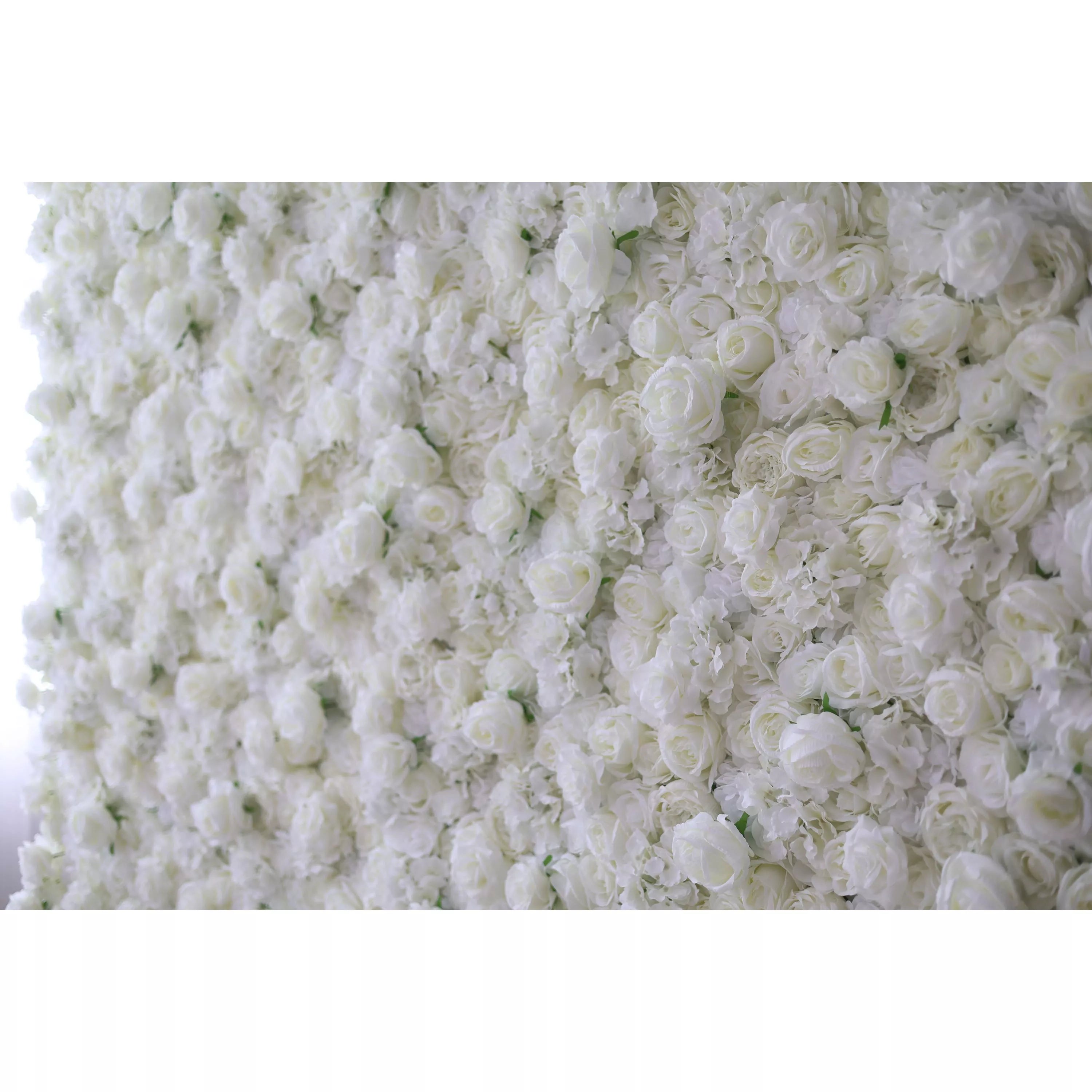 Valar Flowers Roll Up Fabric Artificial White Flower Wall Wedding Backdrop, Floral Party Decor, Event Photography-VF-051