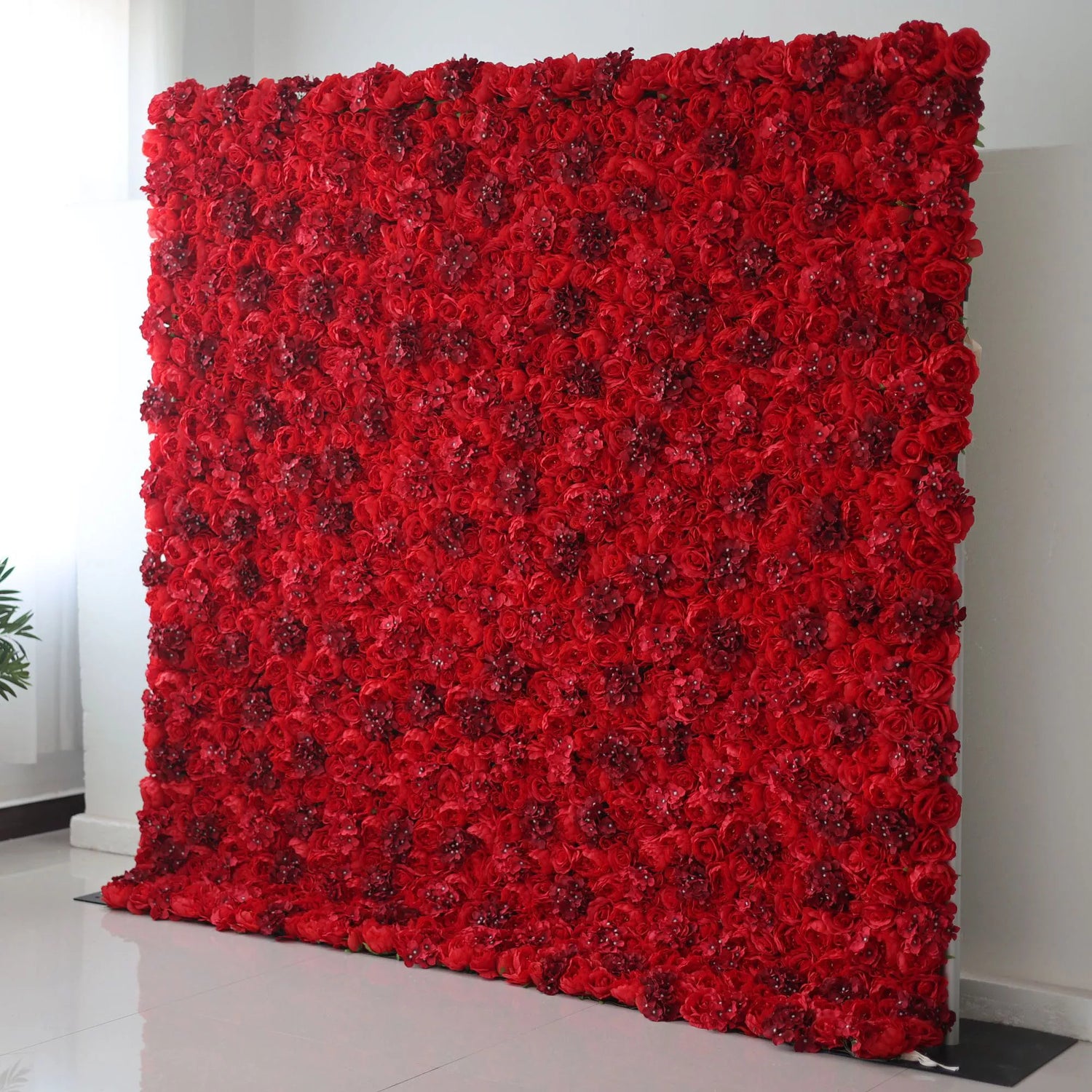 Valar fleurs Roll Up tissu artificiel fleur rouge mur mariage toile de fond, décor de fête Floral, événement photographie-VF-021-3