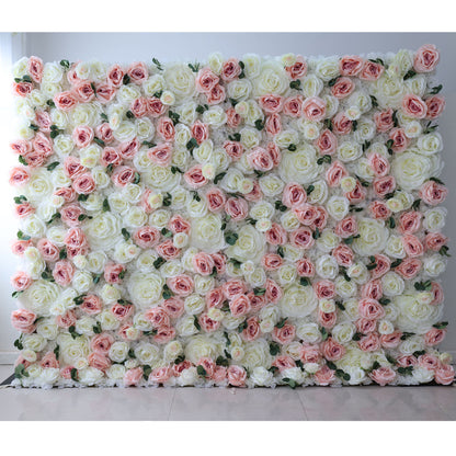 Valar Flowers Roll Up Fabric Artificial Flower Wall Wedding Backdrop, Floral Party Decor, Event Photography-VF-319