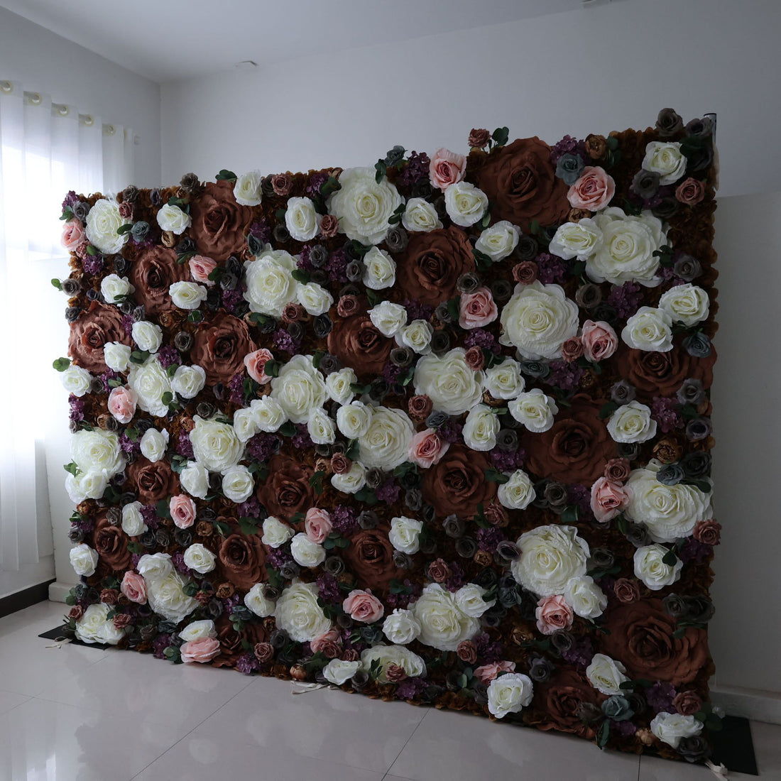 Valar Flowers Roll Up Fabric Artificial Flower Wall Wedding Backdrop, Floral Party Decor, Event Photography-VF-320