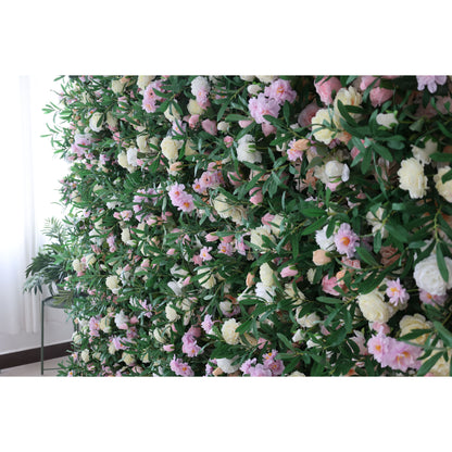 Valar Flowers Roll Up Fabric Artificial Flower Wall Wedding Backdrop, Floral Party Decor, Event Photography-VF-119