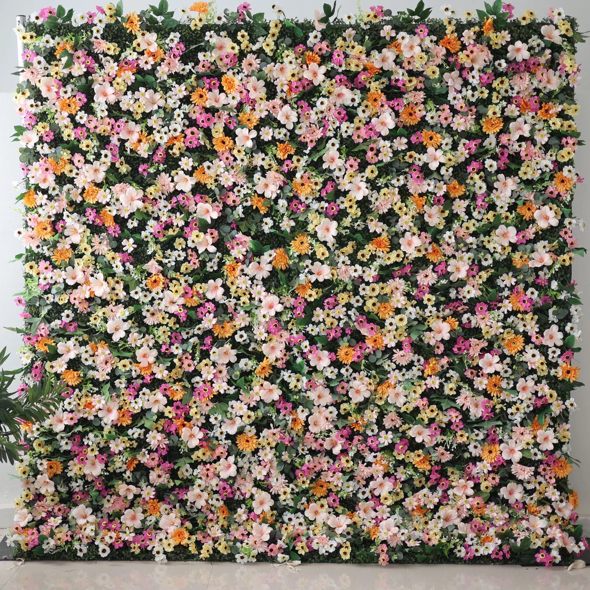 Valar Blumen Roll-up-Stoff künstlich braun gemischt rosa und rehbraun doppelt kolonial weiß und grüne Blätter Blumen Wand Hochzeit Hintergrund, Blumen Party Dekor, Event Fotografie-VF-074