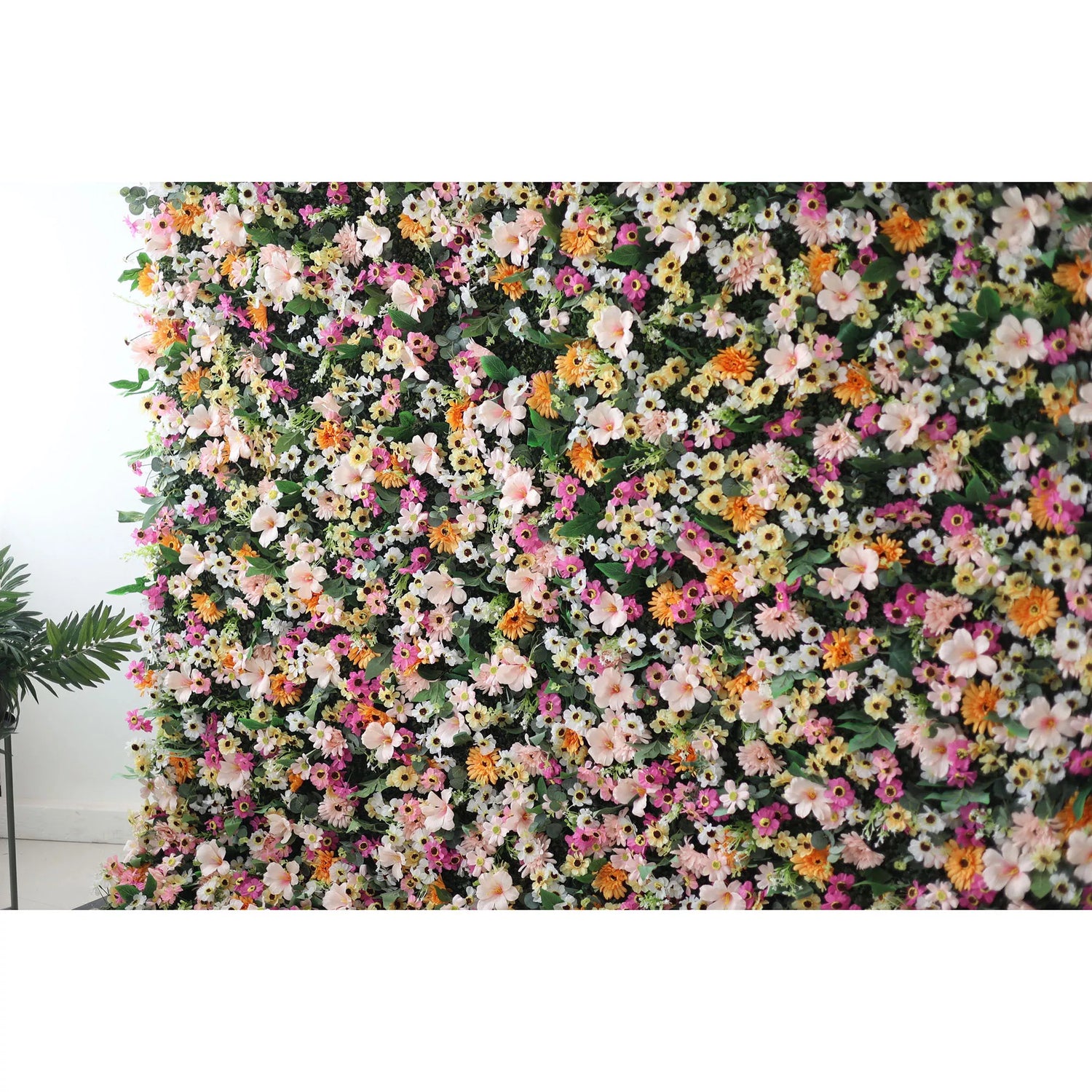 Valar Flowers Roll Up Fabric Artificial Brown Mixed Pink and Fawn Double Colonial White and Green Leaves Floral Wall Wedding Backdrop, Floral Party Decor, Event Photography-VF-074