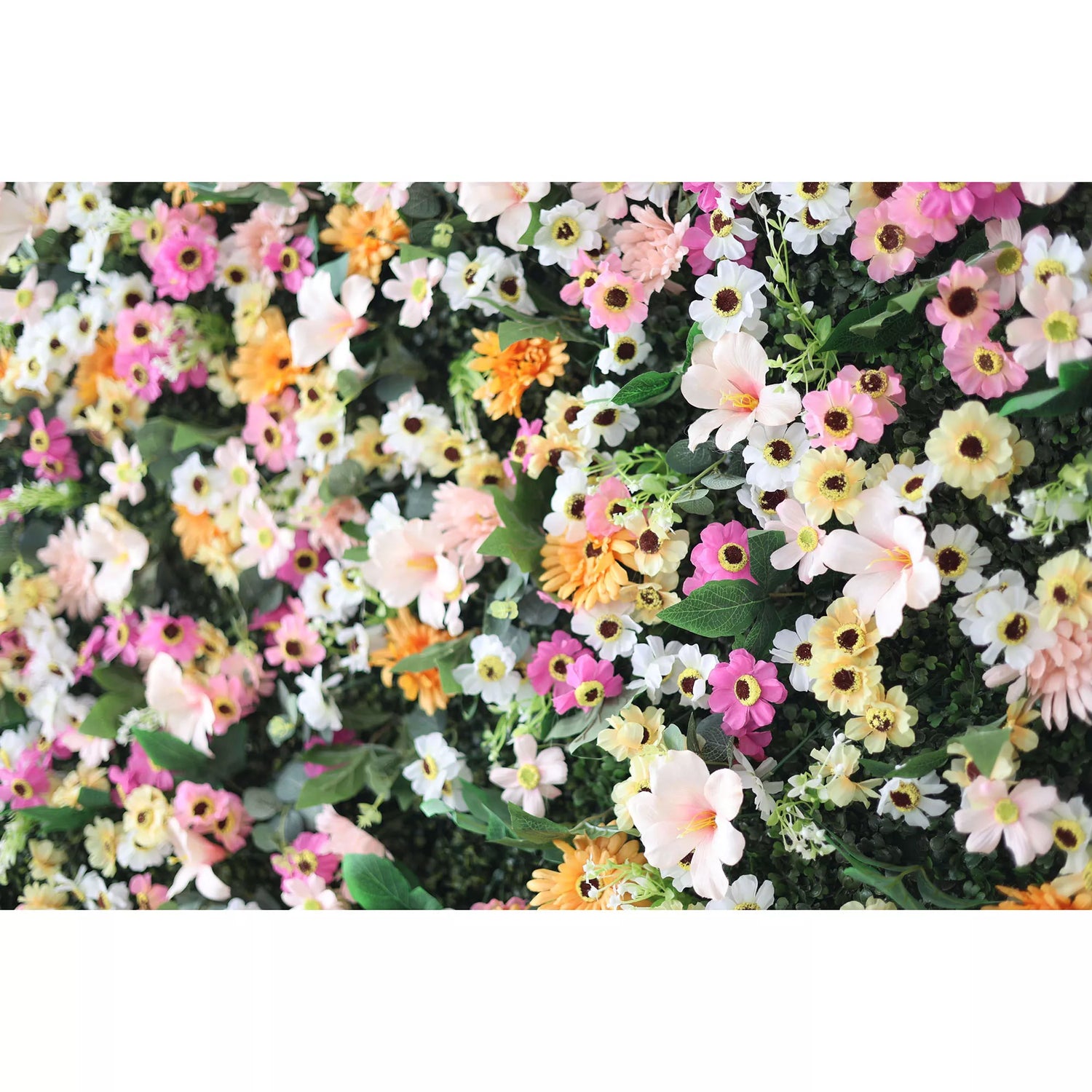 Valar Flowers Roll Up Fabric Artificial Brown Mixed Pink and Fawn Double Colonial White and Green Leaves Floral Wall Wedding Backdrop, Floral Party Decor, Event Photography-VF-074