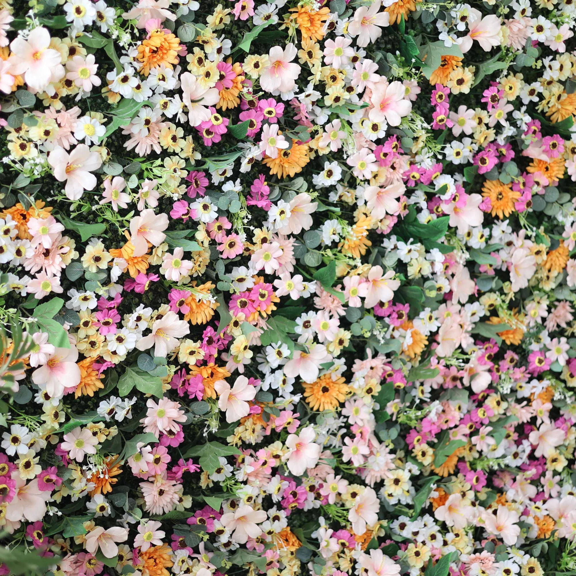 Valar Flowers Roll Up Fabric Artificial Brown Mixed Pink and Fawn Double Colonial White and Green Leaves Floral Wall Wedding Backdrop, Floral Party Decor, Event Photography-VF-074