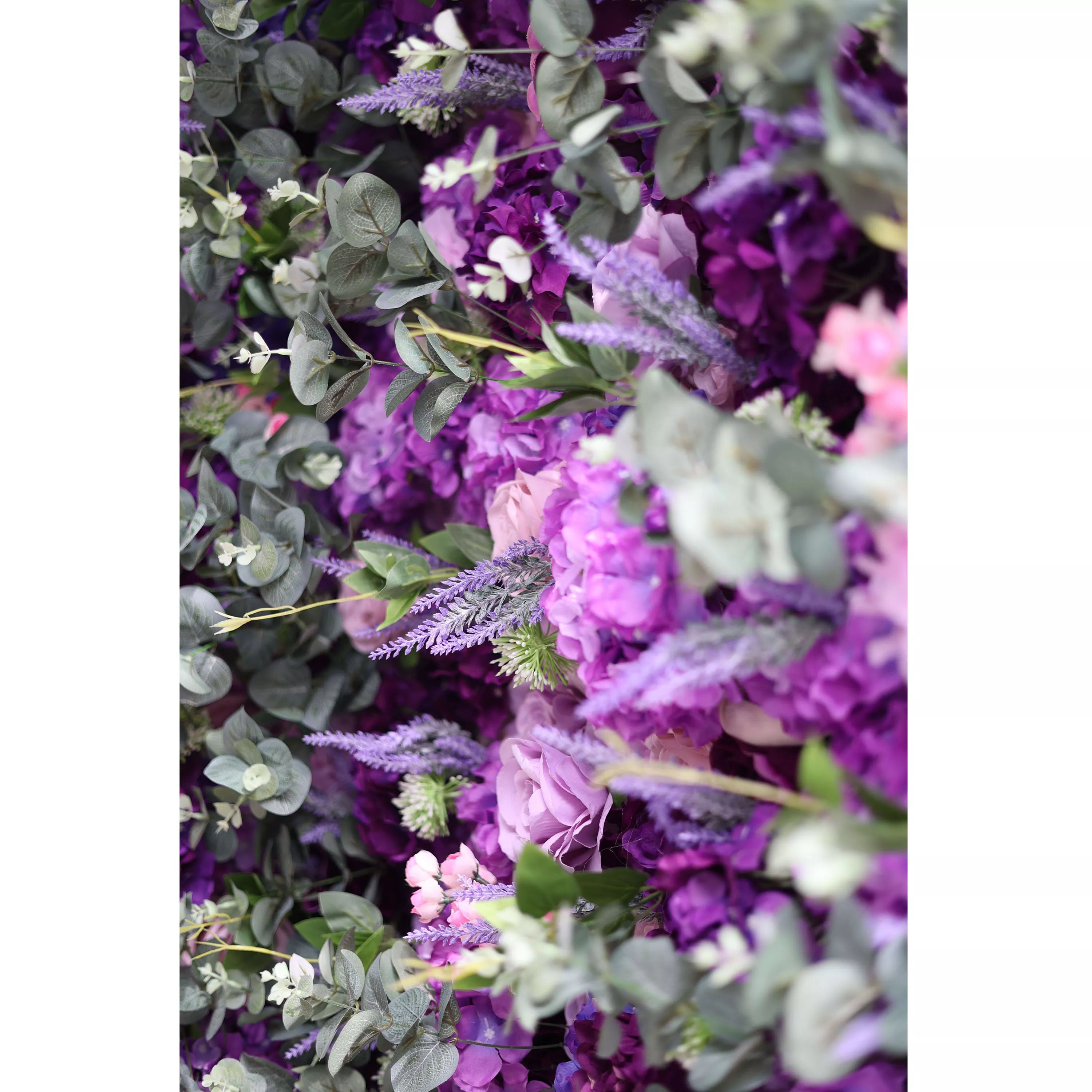 Valar Flowers Roll Up Fabric Artificial Purple Flower Wall Wedding Backdrop, Floral Party Decor, Event Photography-VF-192