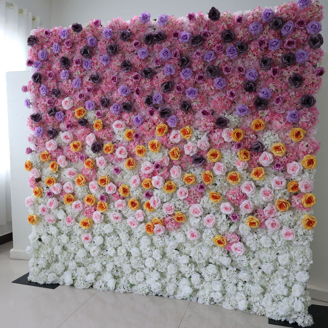 Valar Flowers Roll Up Fabric Artificial Flower Wall Wedding Backdrop, Floral Party Decor, Event Photography-VF-390