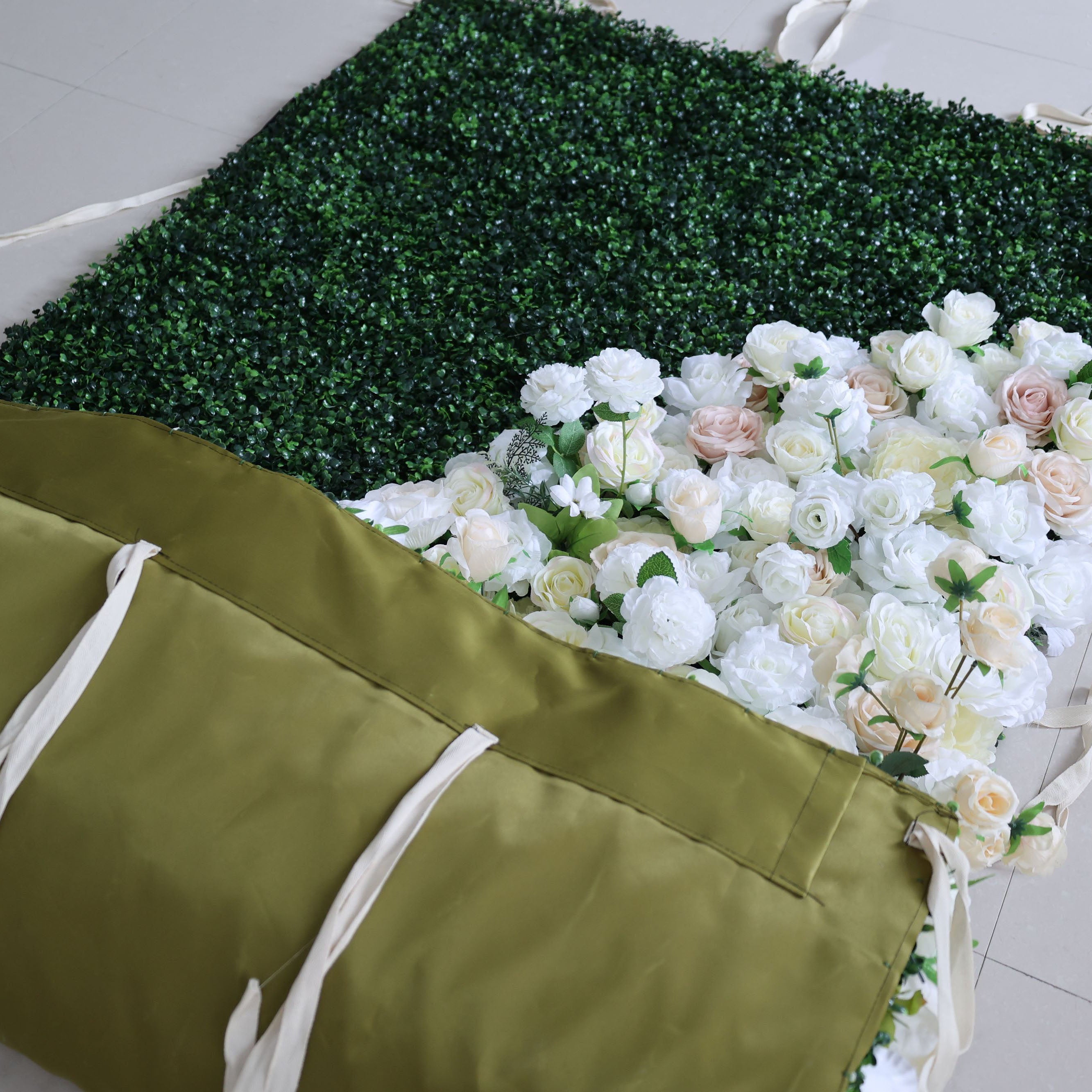 Valar Flowers Roll Up Fabric Artificial Flower Wall Wedding Backdrop, Floral Party Decor, Event Photography-VF-388