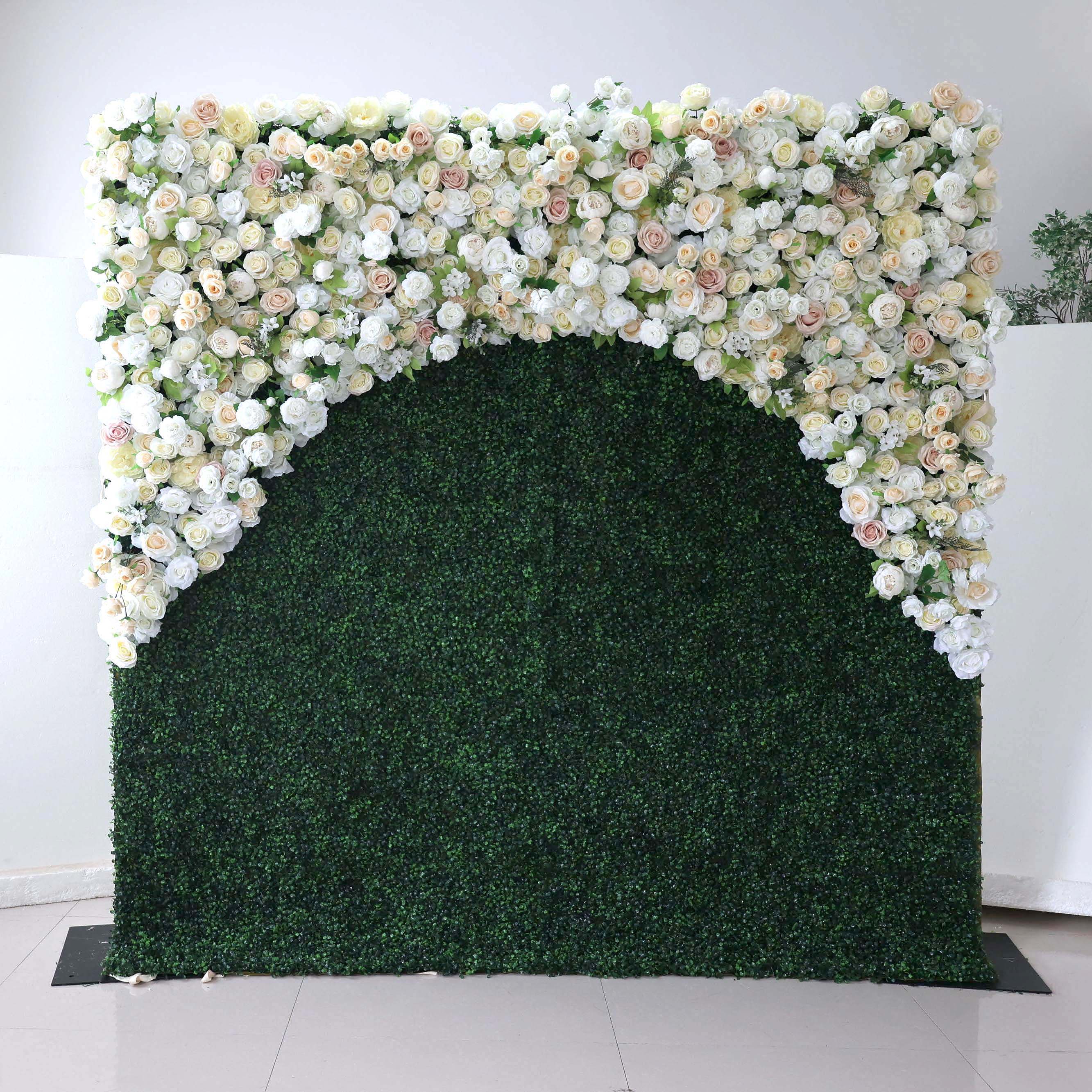 Valar Flowers Roll Up Fabric Artificial Flower Wall Wedding Backdrop, Floral Party Decor, Event Photography-VF-388