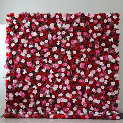 ValarFlowers Artificial Floral Wall Backdrop: Blooming Symphony: A Medley of Passion and Purity-VF-282