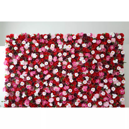 ValarFlowers Artificial Floral Wall Backdrop: Blooming Symphony: A Medley of Passion and Purity-VF-282