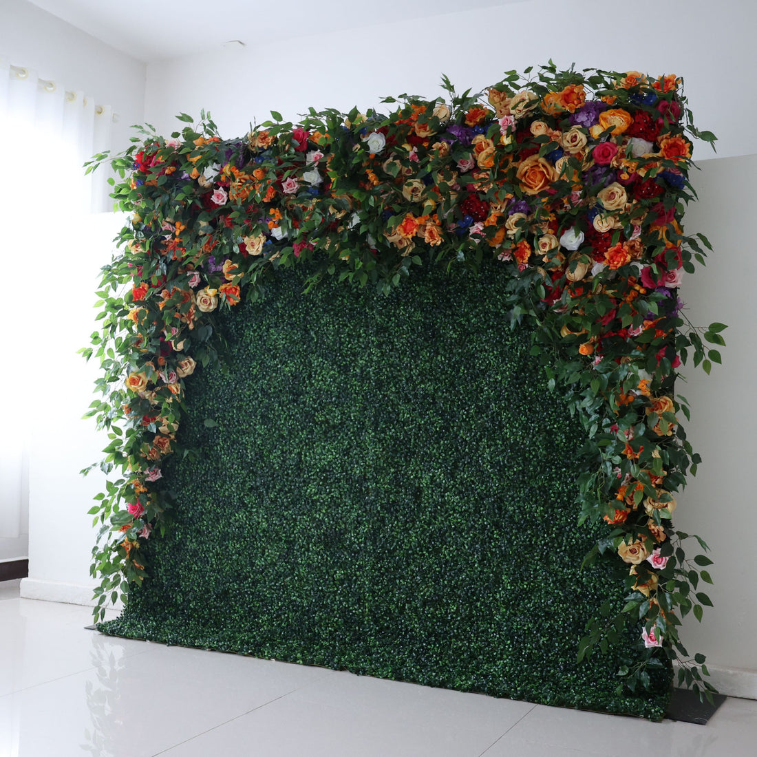 Valar Flowers Roll Up Fabric Artificial Flower Wall Wedding Backdrop, Floral Party Decor, Event Photography-VF-392