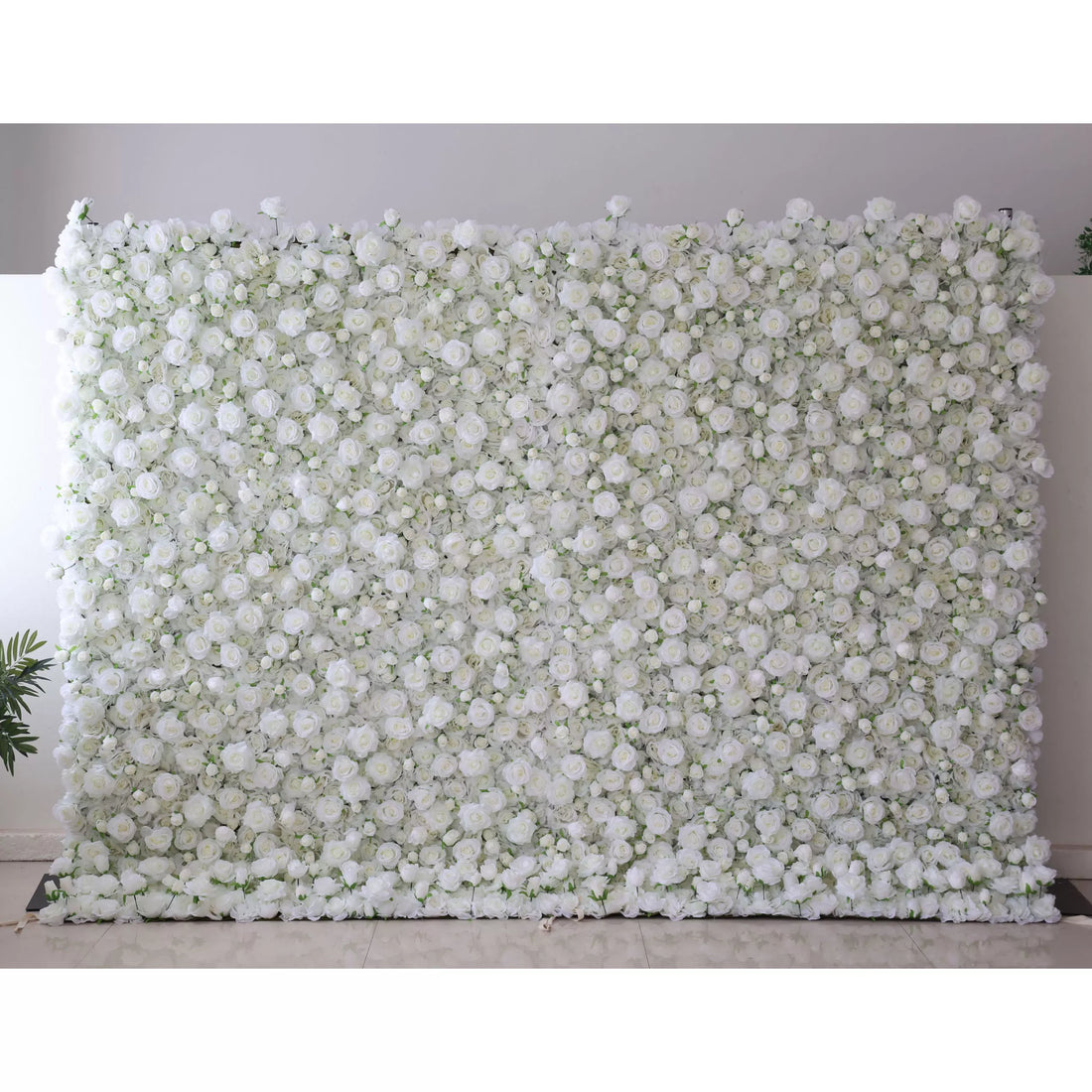 ValarFlowers Artificial Floral Wall Backdrop: Whispering Whites: A Serene Sea of Snowy Blossoms-VF-283