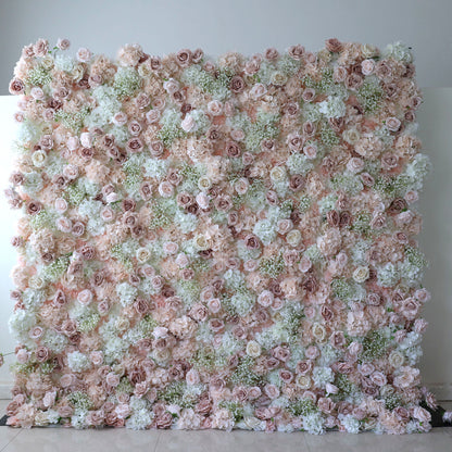 Valar Flowers Roll Up Fabric Artificial Flower Wall Wedding Backdrop, Floral Party Decor, Event Photography-VF-374