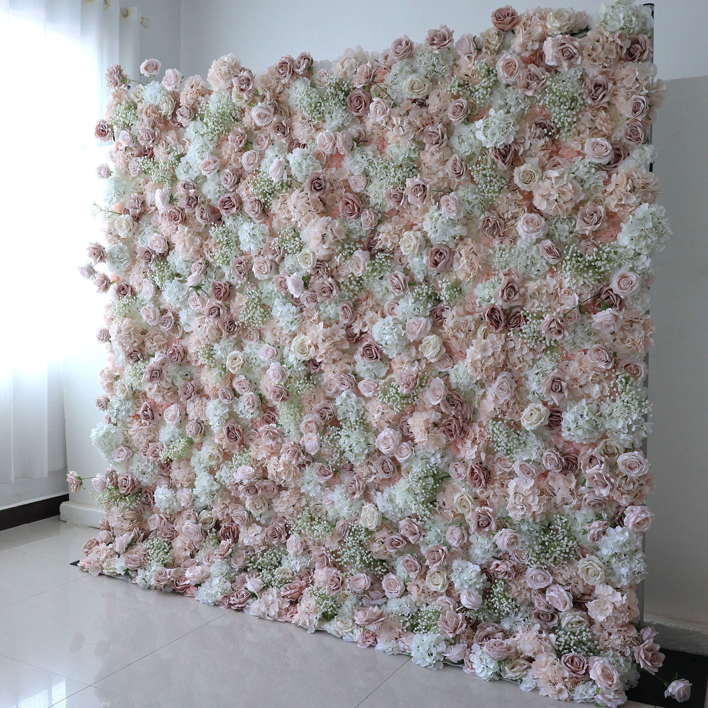 Valar fleurs Roll Up tissu fleur artificielle mur mariage toile de fond, décor de fête Floral, événement photographie-VF-374