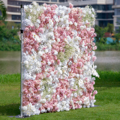 Romantic Floral Backdrop - Blush Nude and White Artificial Flower Wall for Weddings, Events, and Special Occasions-VF-418