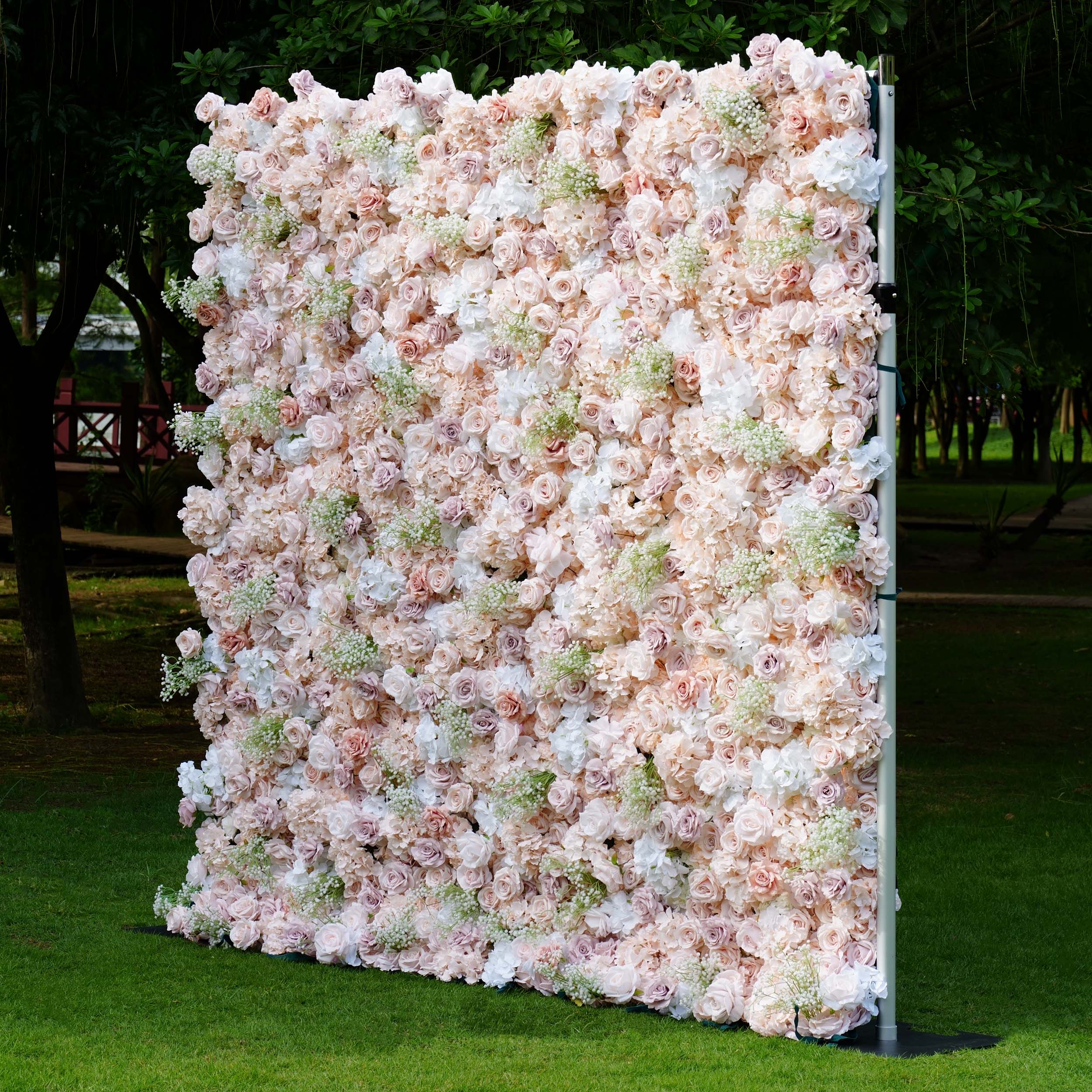 Valar Flowers Roll Up Fabric Artificial Flower Wall Wedding Backdrop, Floral Party Decor, Event Photography-VF-374