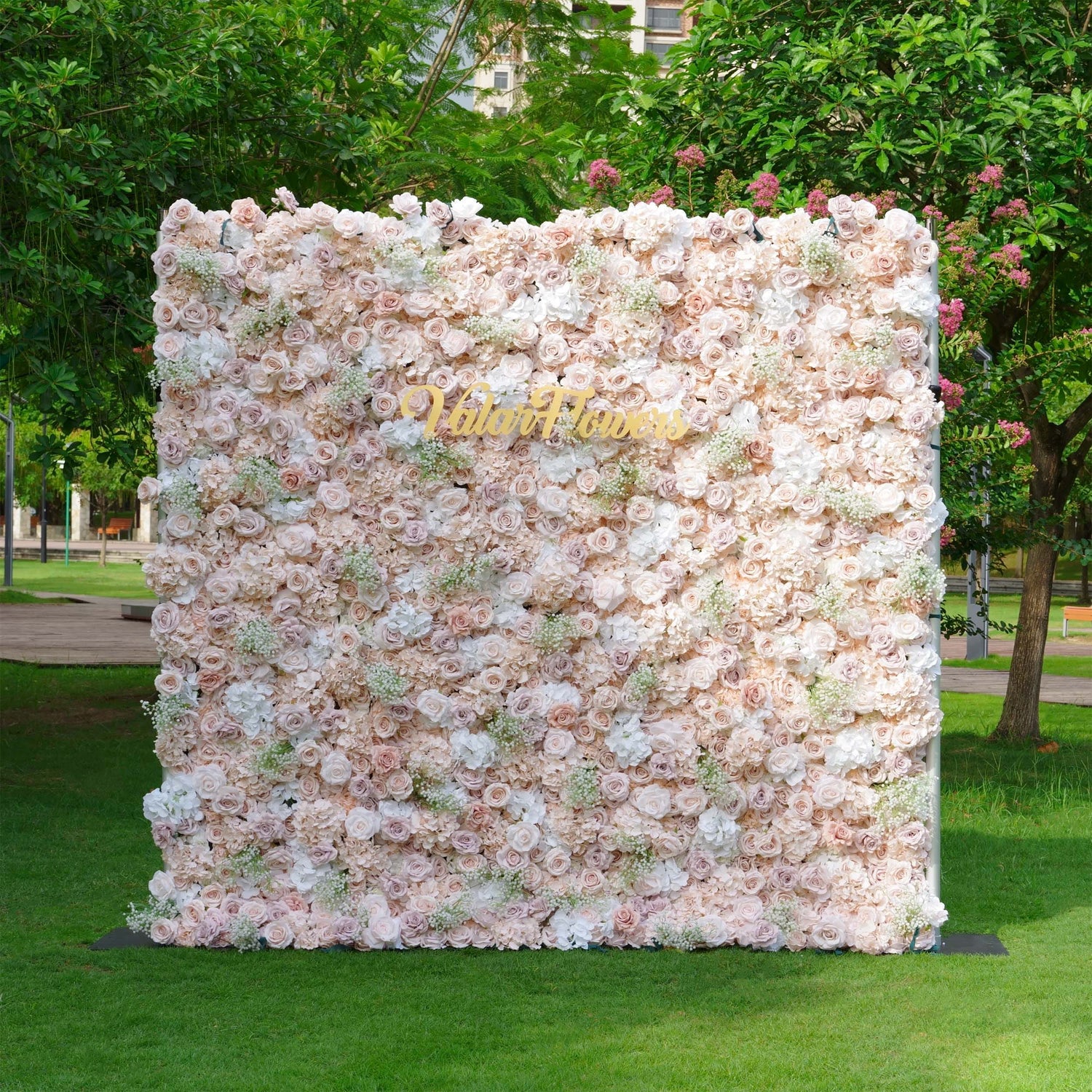 Valar Flowers Roll Up Fabric Artificial Flower Wall Wedding Backdrop, Floral Party Decor, Event Photography-VF-374