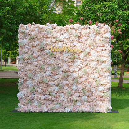 Valar Flores Roll Up Tecido Flor Artificial Parede Wedding Backdrop, Decoração Floral Festa, Evento Fotografia-VF-374