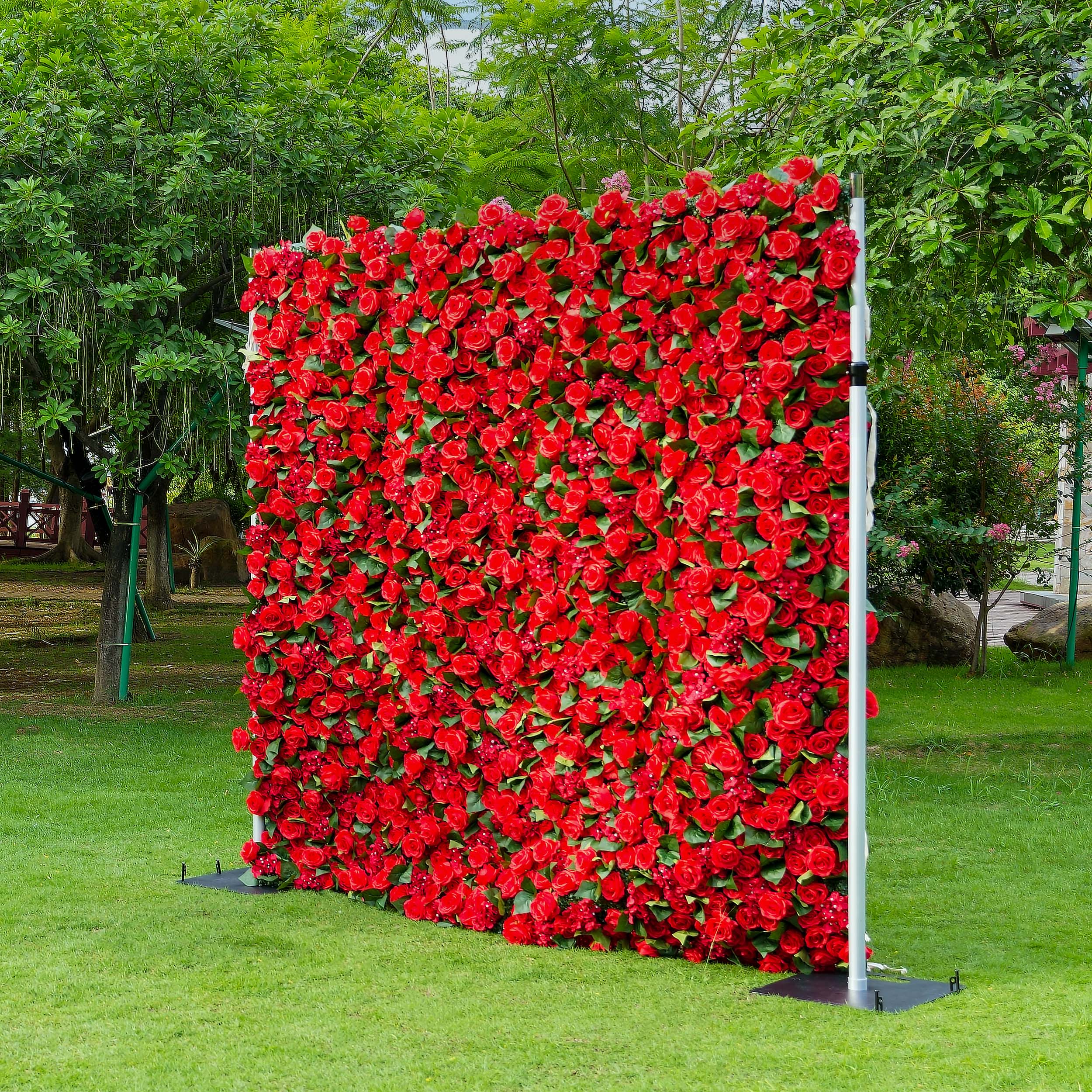 Valar Flowers Roll Up Fabric Artificial Flower Wall Wedding Backdrop, Floral Party Decor, Event Photography-VF-105