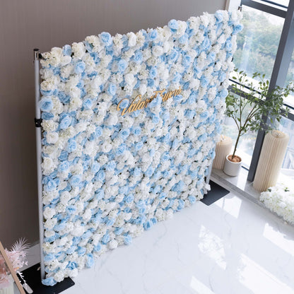 Valar Blumen Roll-up-Stoff künstliche Blume Baby blau und weiß Wand Hochzeit Hintergrund, Blumen Party Dekor, Event Fotografie-VF-025