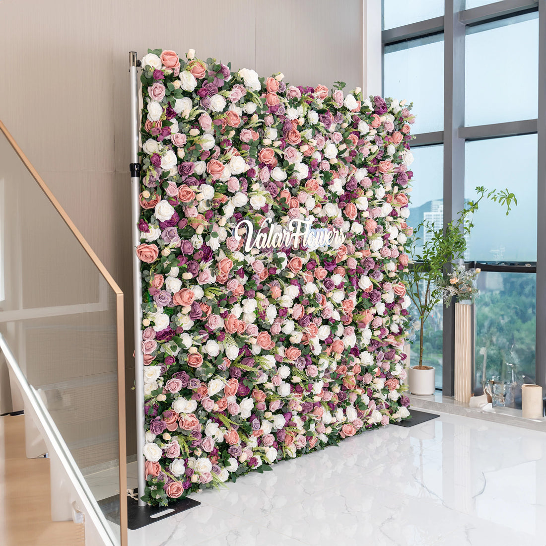 Gorgeous Roll Up Fabric Artificial 3D Magenta &amp; Pink Artificial Flower Wall - Perfect for Forest Weddings, Events, and Home Decor-VF-154