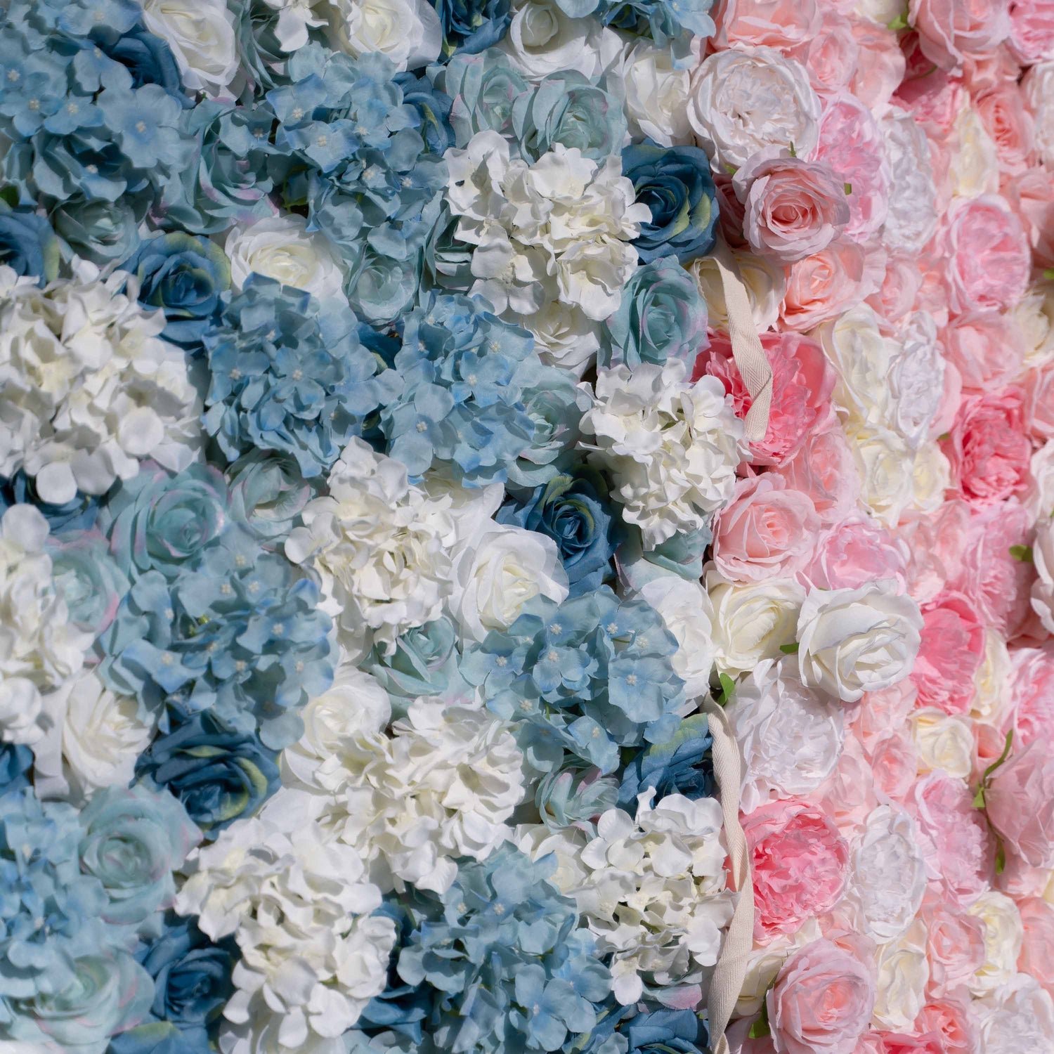 Baby Shower Flower Wall Backdrop - Blue &amp; Pink Roll-Up Fabric Wall - Gender Reveal Party Decor - Celebration Floral Wall-VF-016