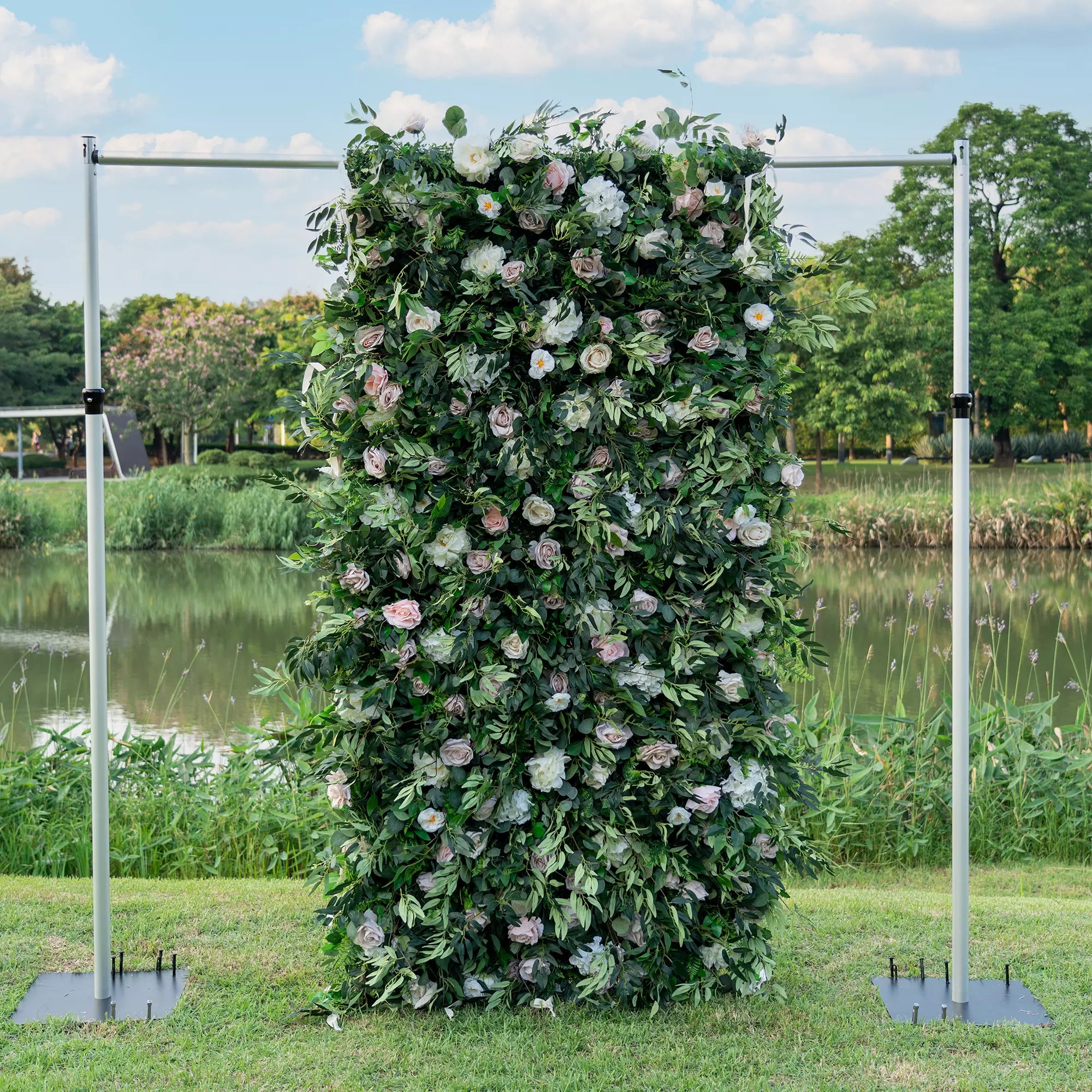 ValarFlowers 3D Flowers Green Lush and Deluxe Floral Wall | Premium Artificial Roses Display for Events &amp; Weddings Backdrop and Photography-VF-373