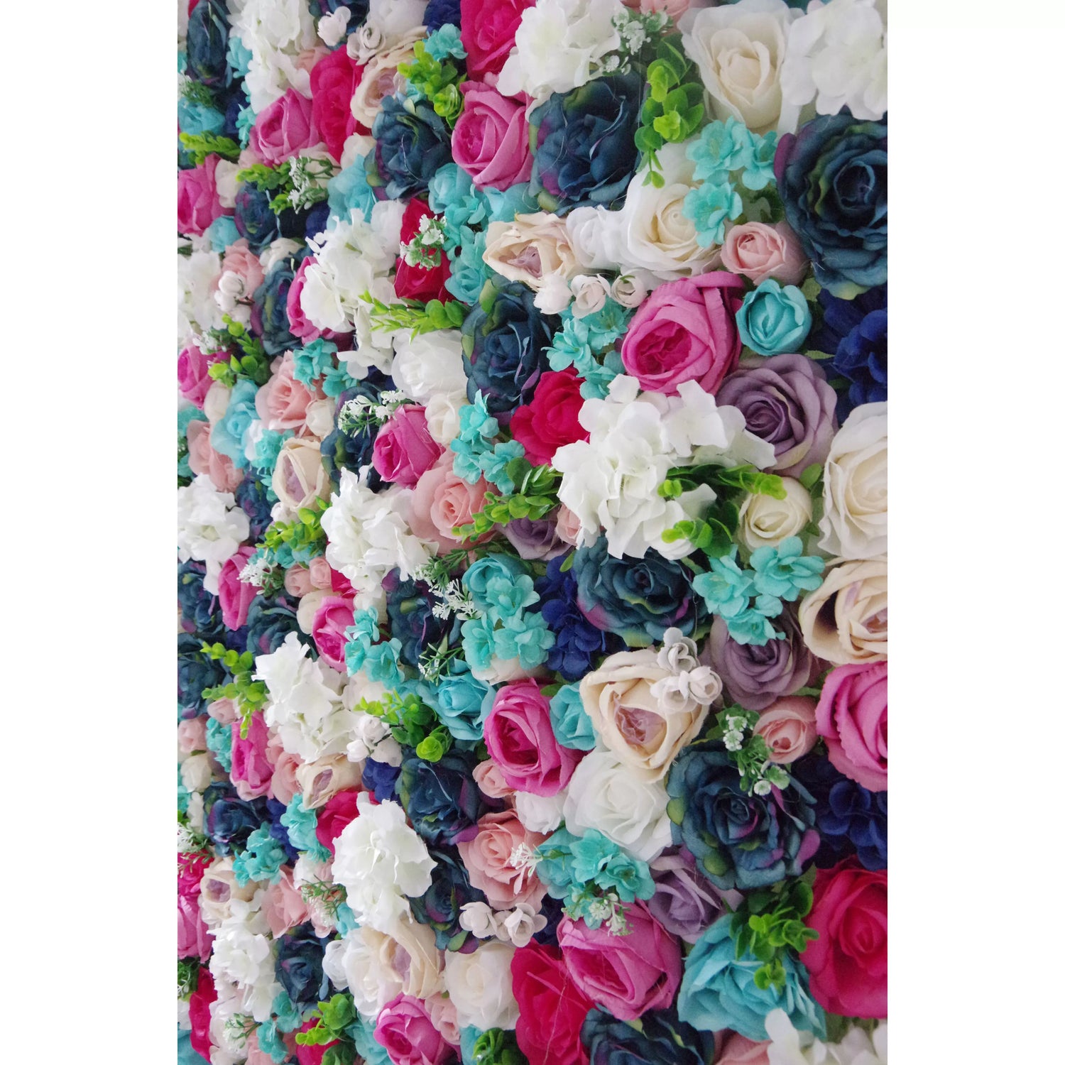 Valar Flores Enrollar Tela Enrollable Mezcla Artificial Púrpura Blanco Rosa Rojo y Azul Pared De Flores Fondo De Boda, Decoración Floral De Fiesta, Fotografía De Eventos-VF-037