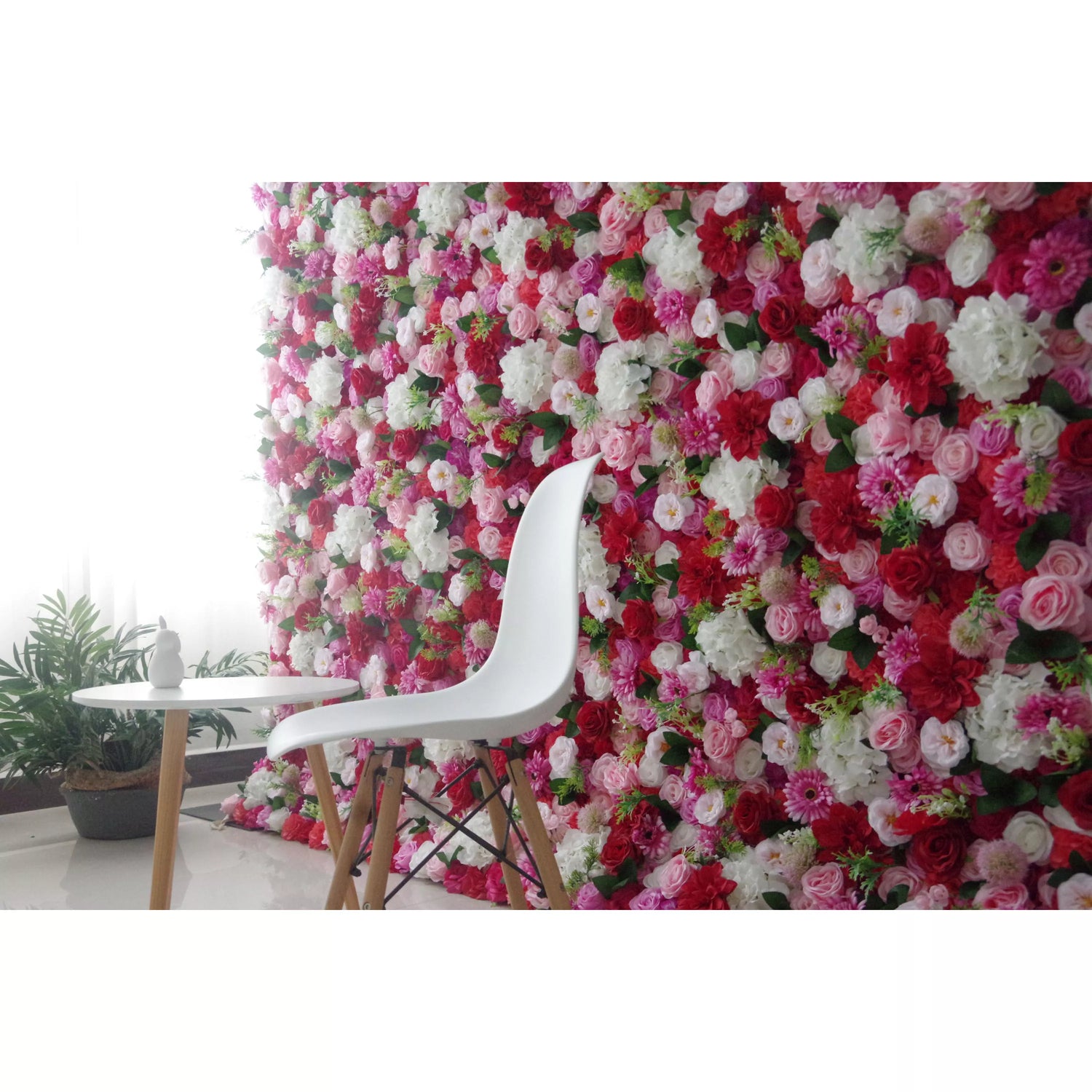 Valar Flores Roll Up Tecido Artificial Mix Rosa Vermelho Branco e Rosa Flor Parede Wedding Backdrop, Decoração Floral Festa, Evento Fotografia-VF-042