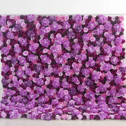 Valar Flowers Roll Up Fabric Artificial Mixed Dusty Lavender and Soft Purple Flower Wall Wedding Backdrop, Floral Party Decor, Event Photography-VF-057