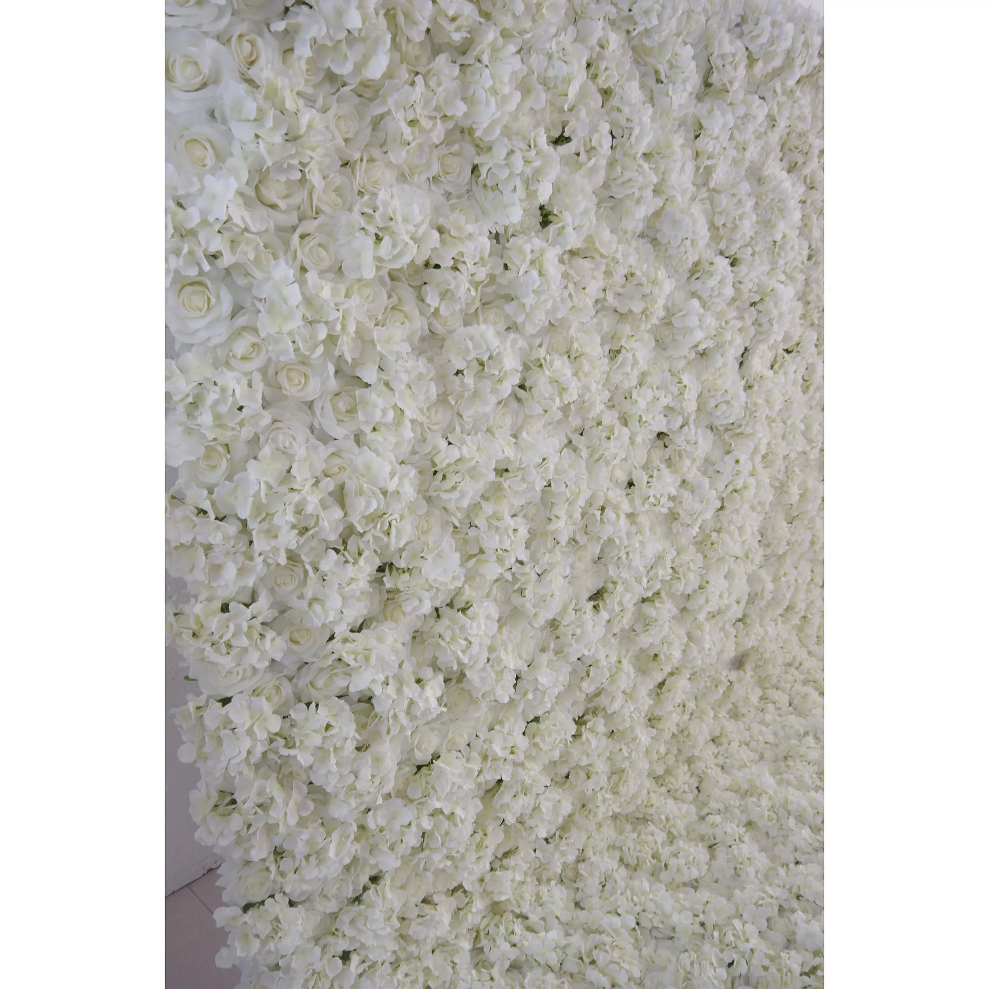 Valar Flowers Roll Up Fabric Artificial Lemon Green and White Flower Wall Wedding Backdrop, Floral Party Decor, Event Photography-VF-063