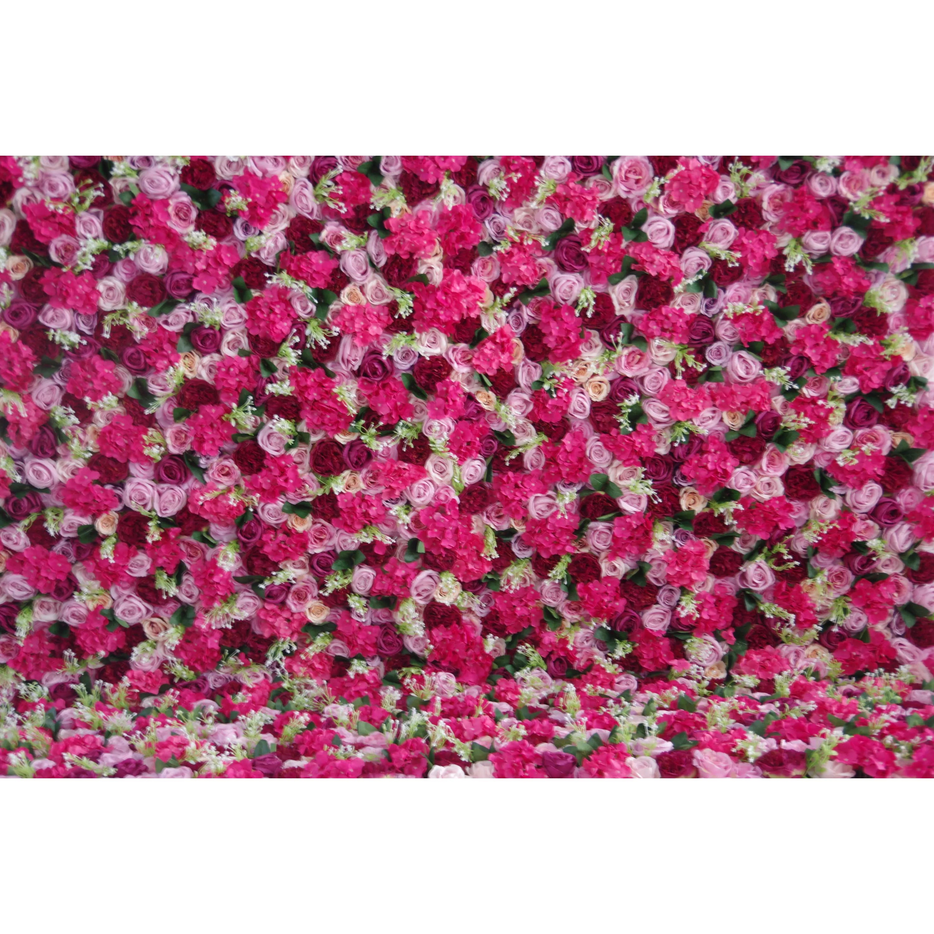 Valar Flowers Roll Up Fabric Artificial Mixed Cerise Pink and Dull Pink Flower Wall Wedding Backdrop, Floral Party Decor, Event Photography-VF-061