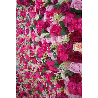 Valar Flores Enrolla Tela Artificial Mixta Rosa Cerise y Rosa Opaco Pared De Flores De Pared Fondo De Boda, Decoración Floral De Fiesta, Fotografía De Eventos-VF-061