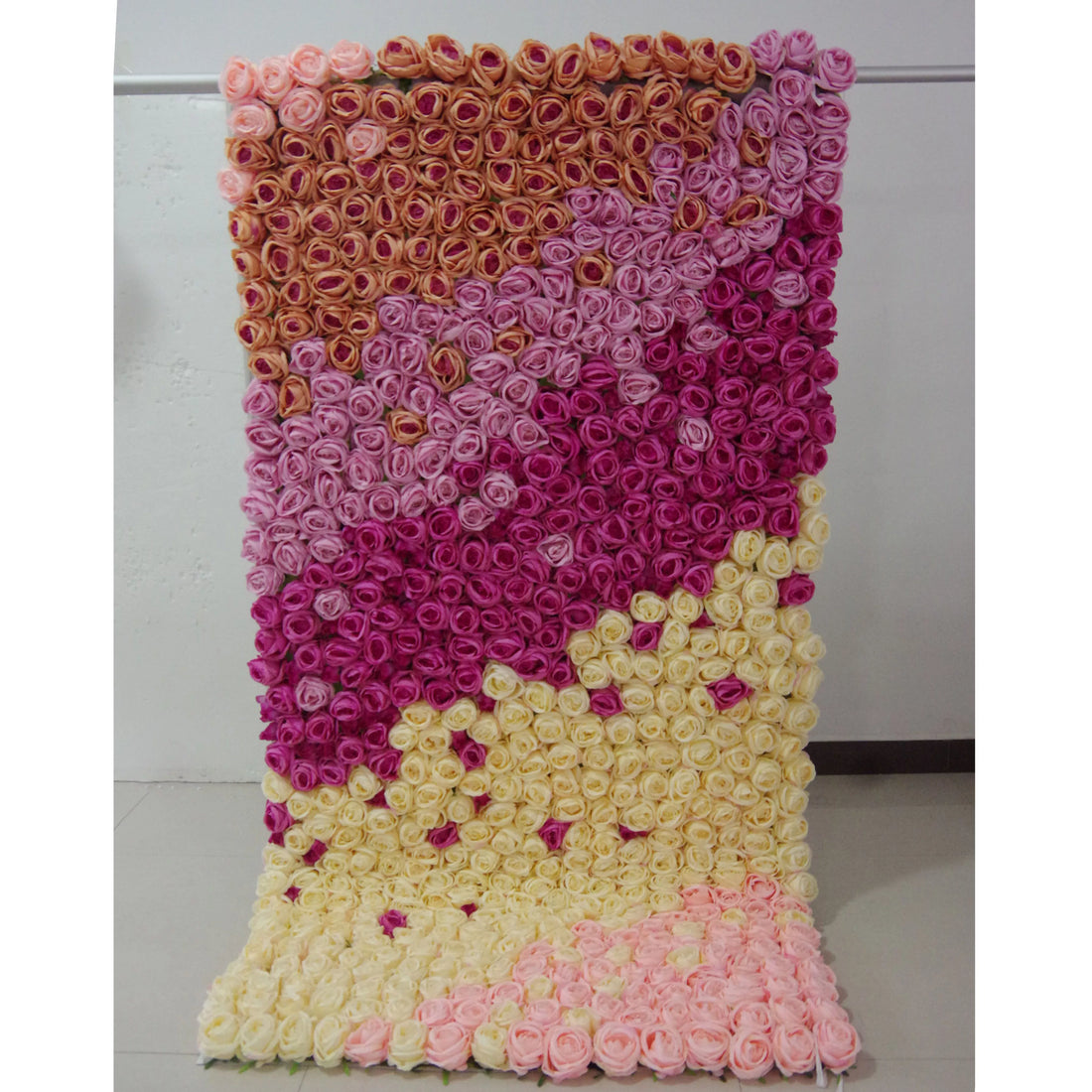 Valar Flowers Roll Up Fabric Artificial Gradient Purple to Pink Flower Wall Wedding Backdrop, Floral Party Decor, Event Photography-VF-064